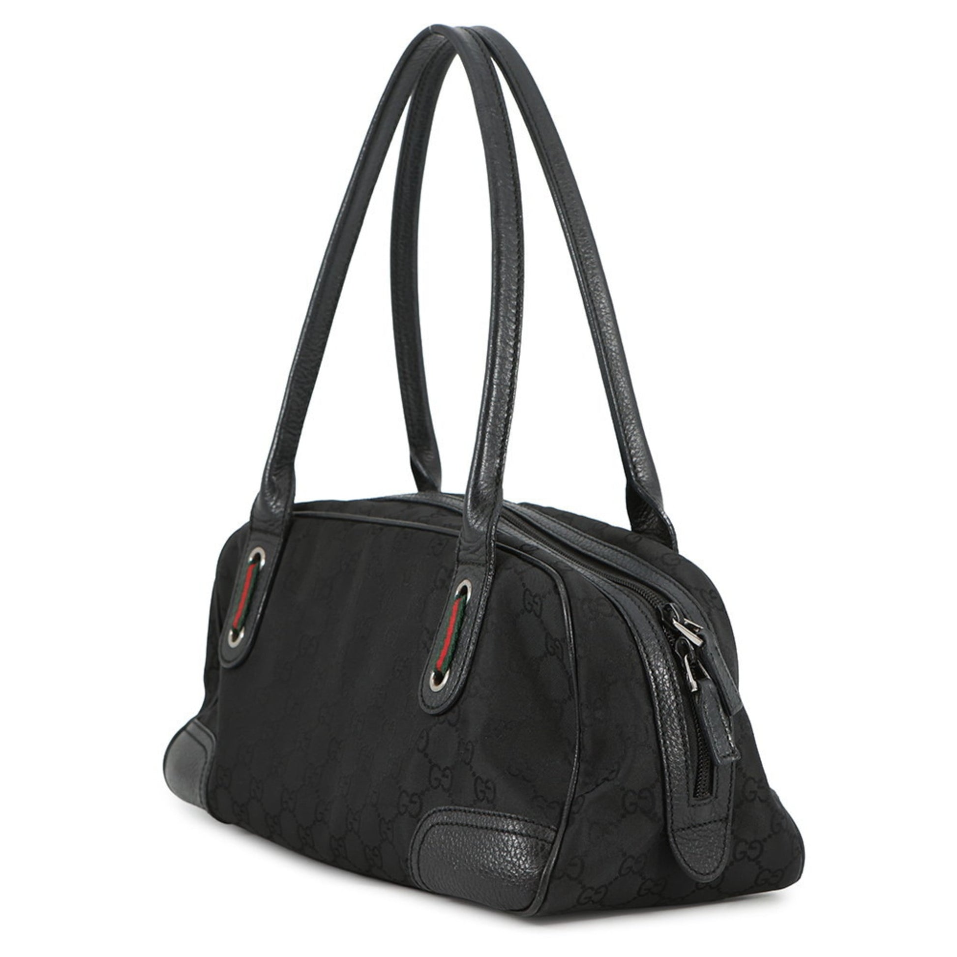 Gucci Sherry Line Black Nylon Leather Handbag