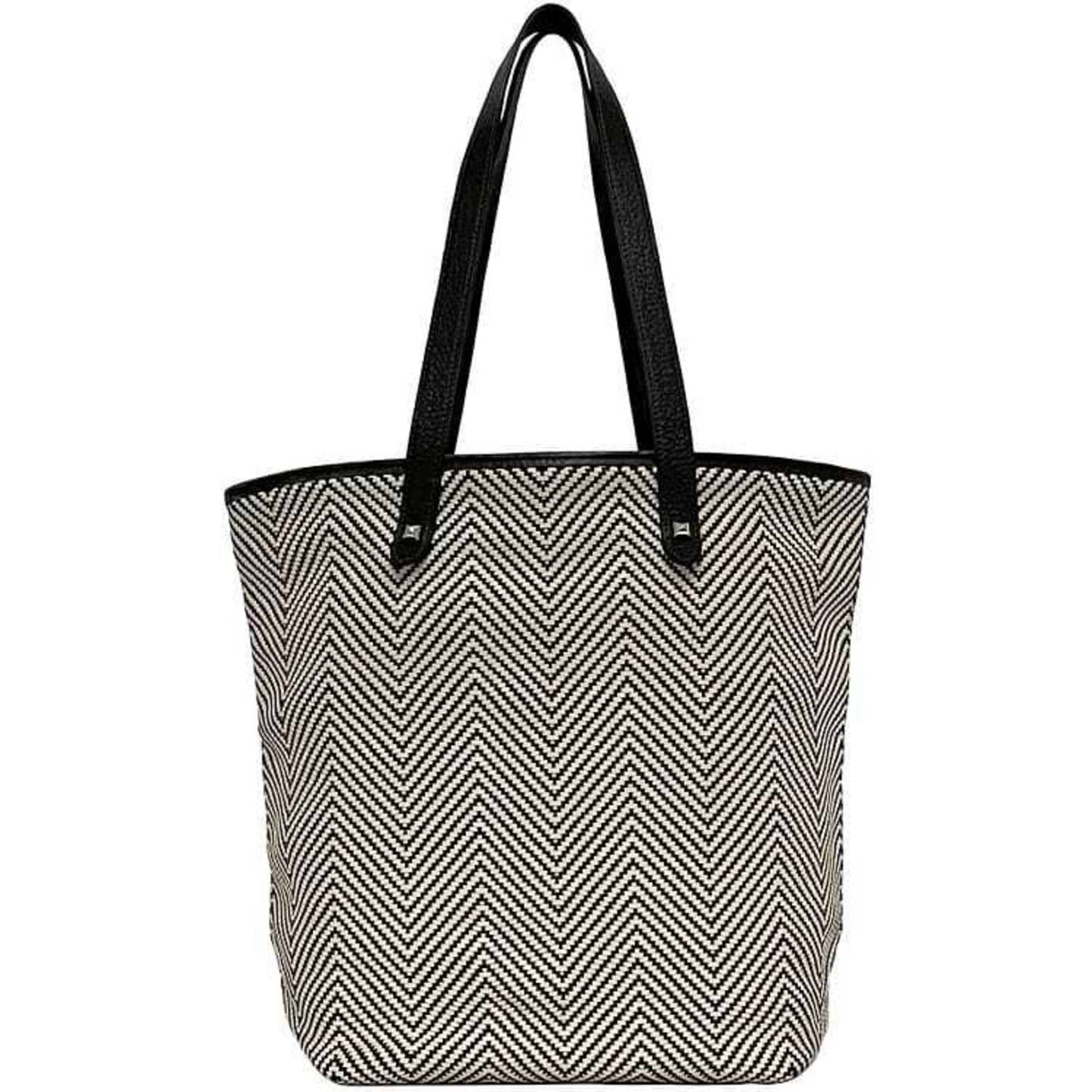 Hermes Polyester Tote Bag Leather White Brown