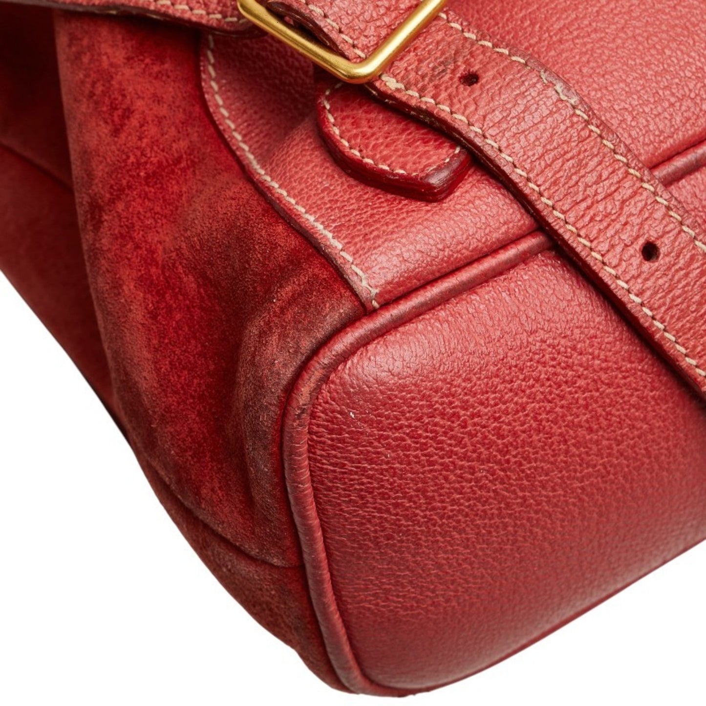 Gucci Red Brown Bamboo Leather Backpack