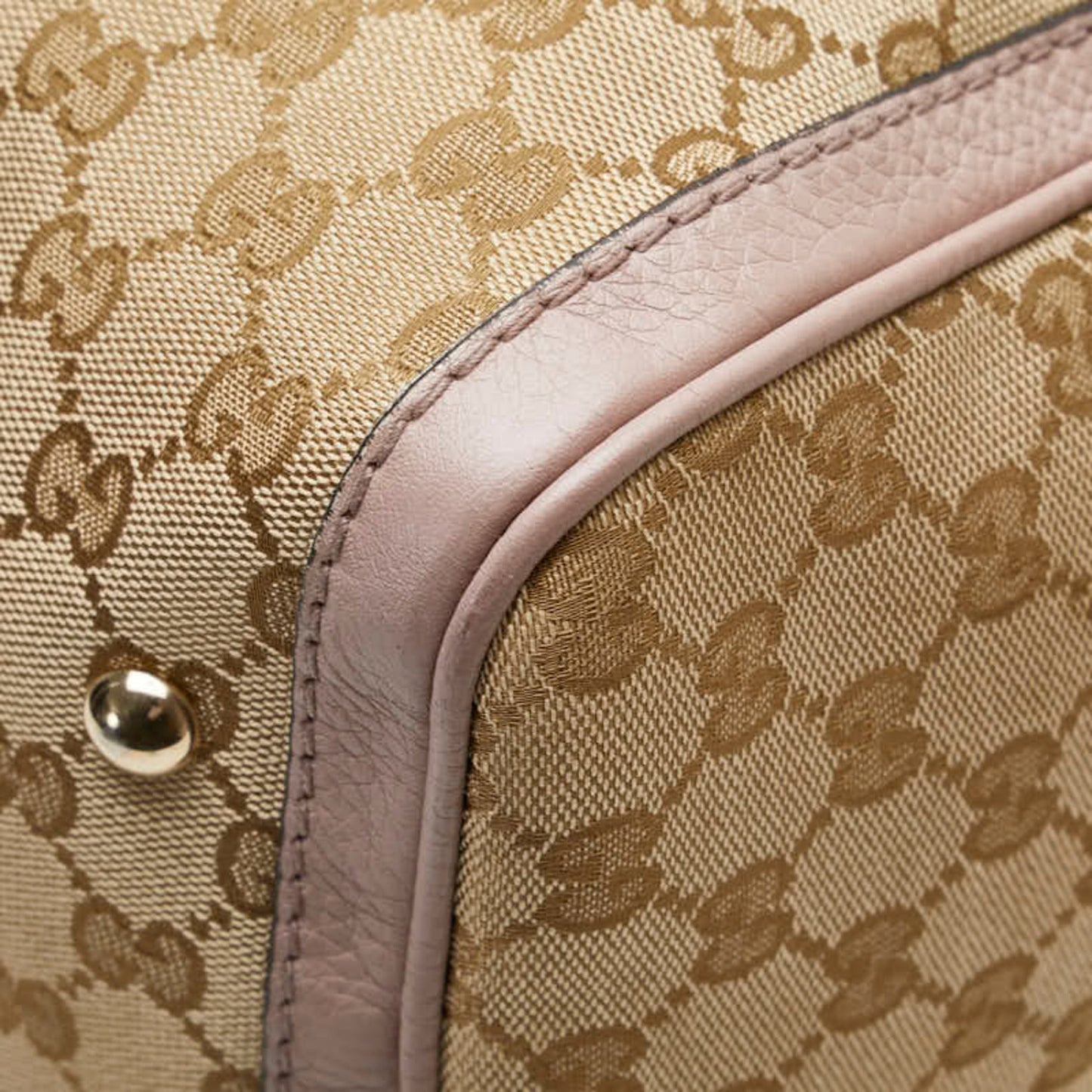Gucci Beige Pink Canvas Leather Handbag Shoulder Bag