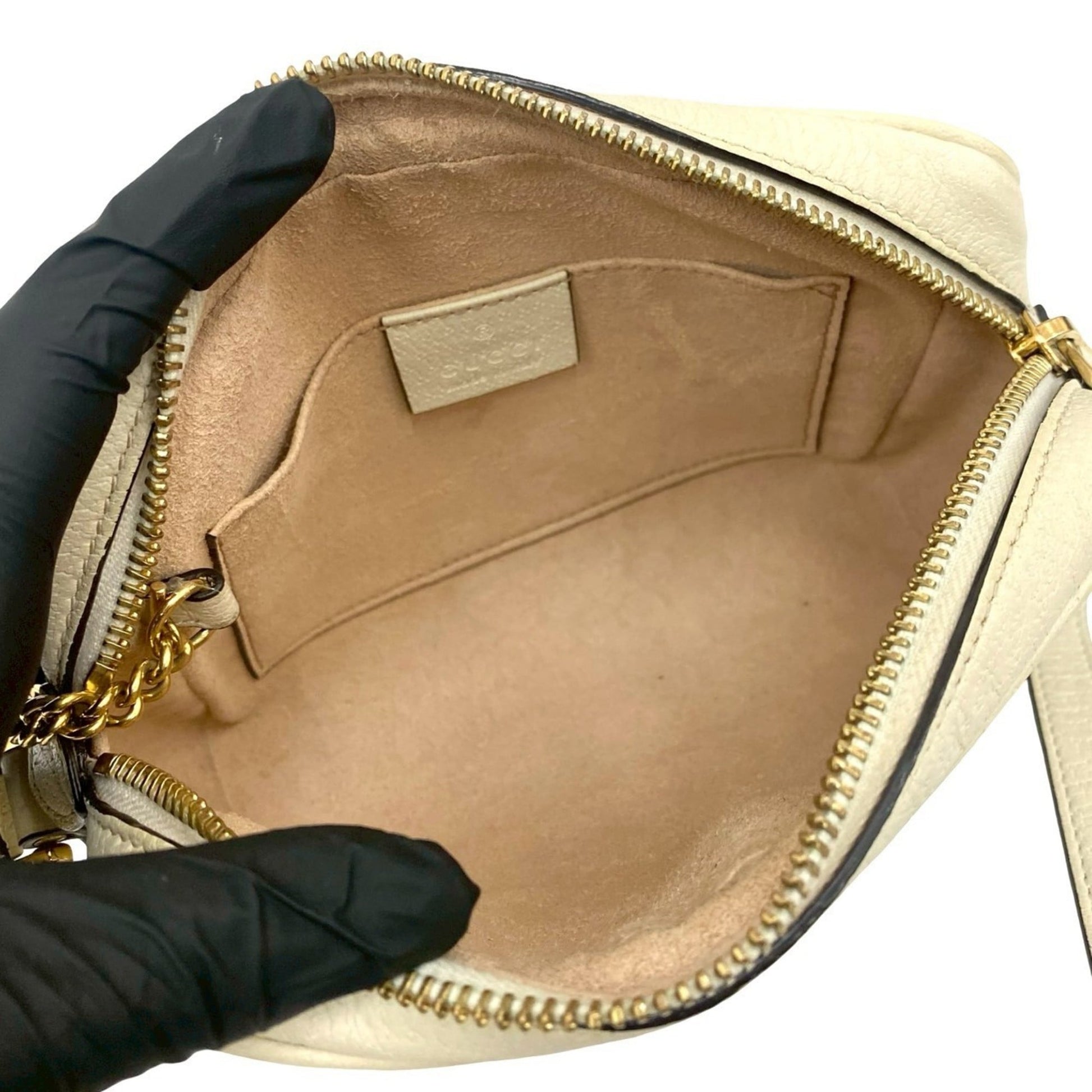 Gucci Navy Red Color White Leather Pochette Shoulder Bag