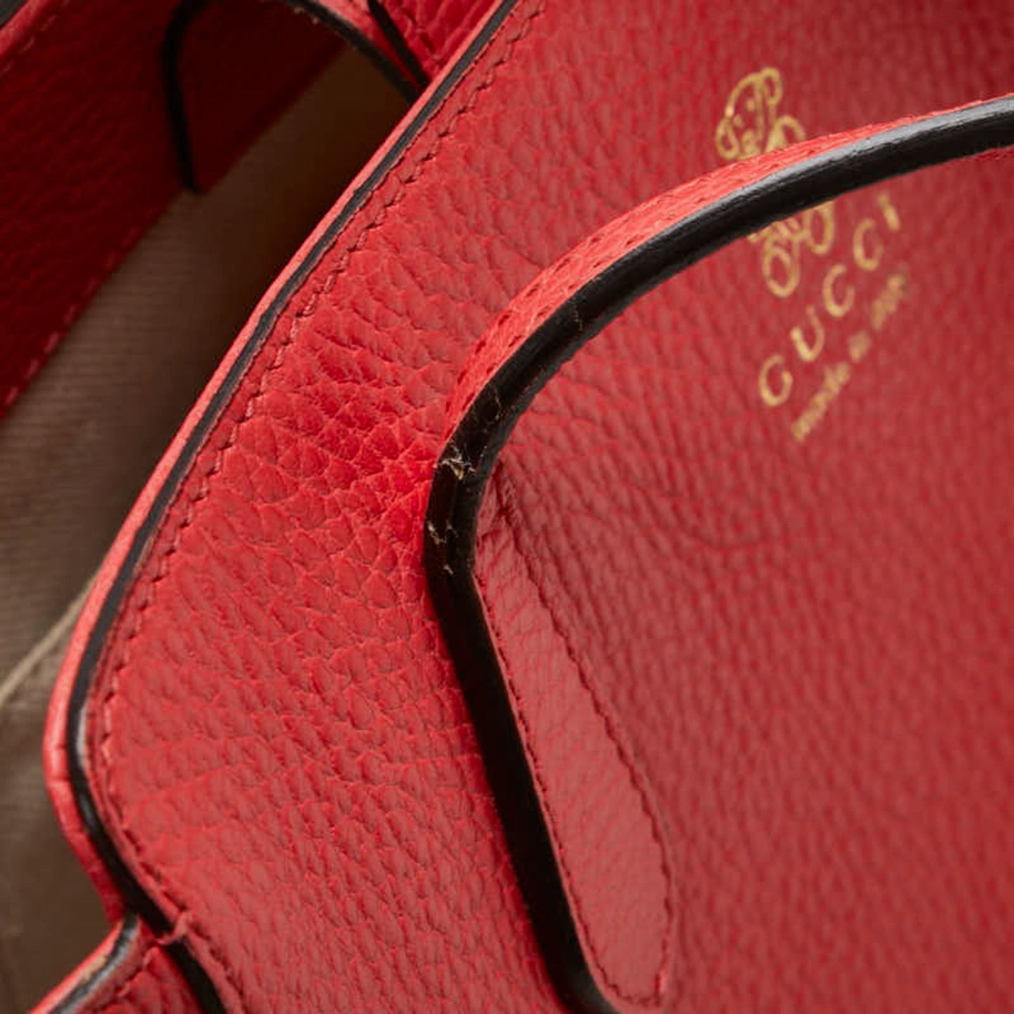 Gucci Pink Red Color Leather Handbag Tote Bag