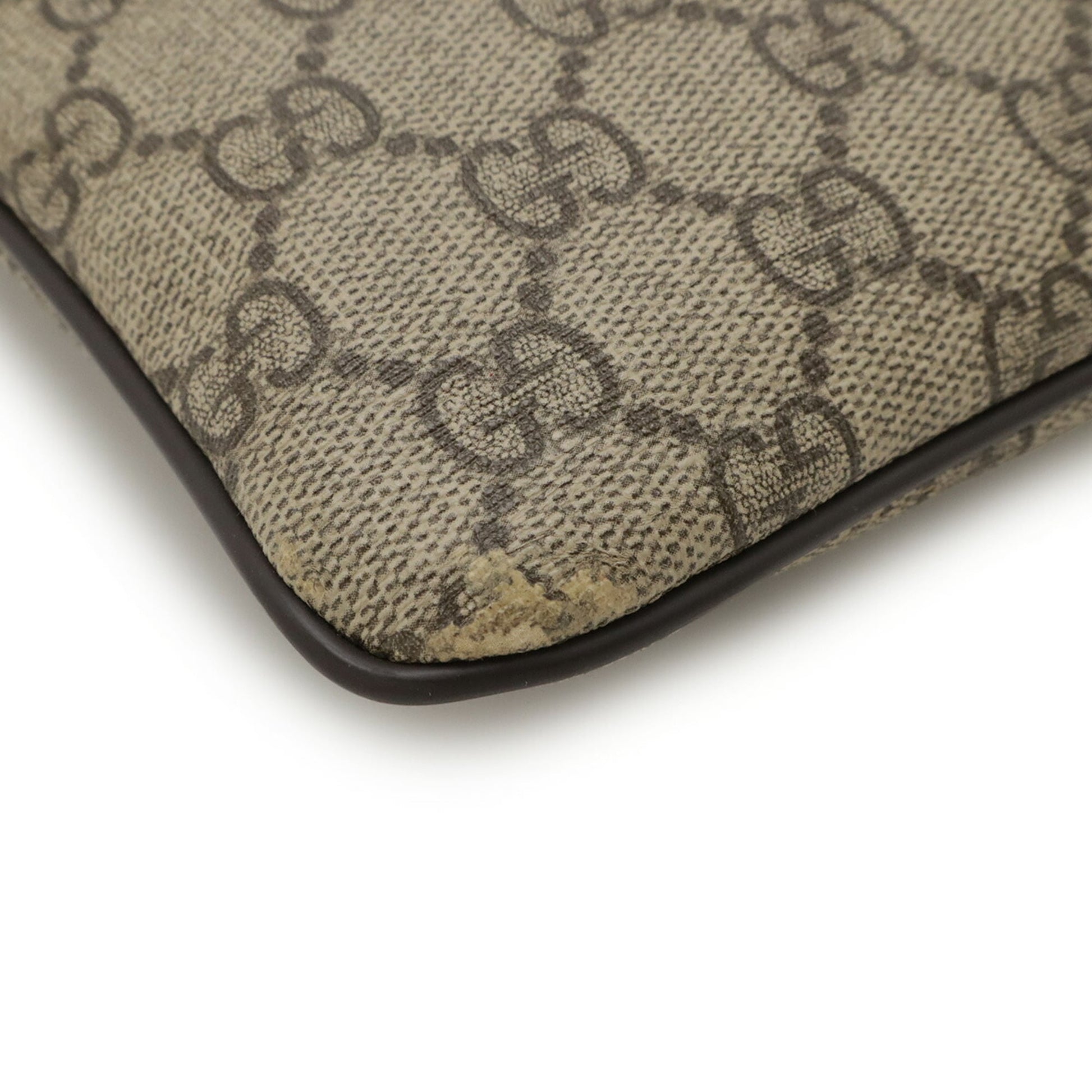 Gucci Beige Dark Brown Khaki Gg Supreme Leather Shoulder Bag
