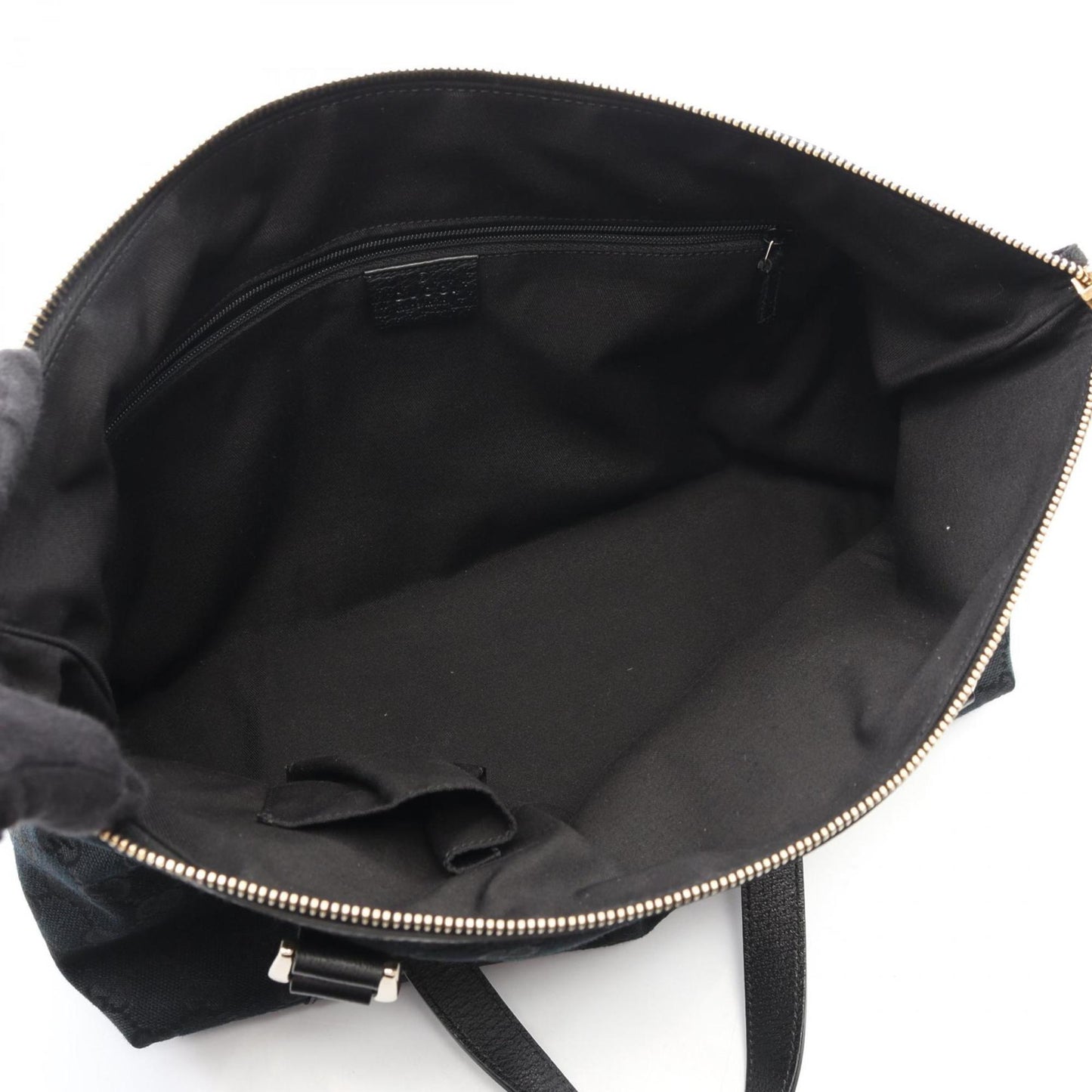 Gucci Black Gg Canvas Leather Tote Bag