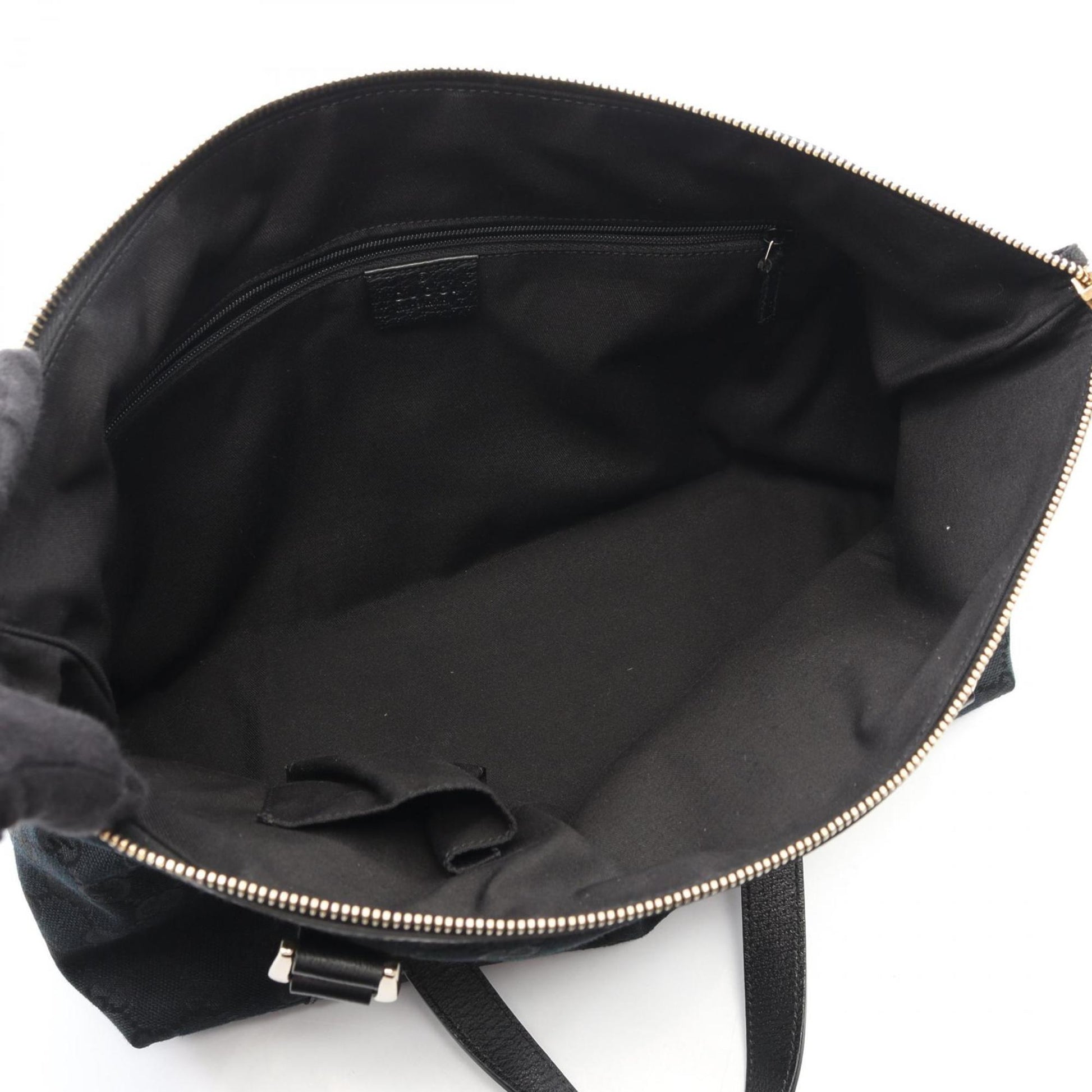 Gucci Black Gg Canvas Leather Tote Bag