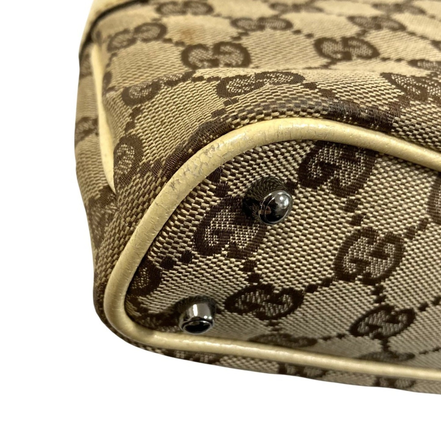 Gucci Beige Gg Canvas Leather Handbag