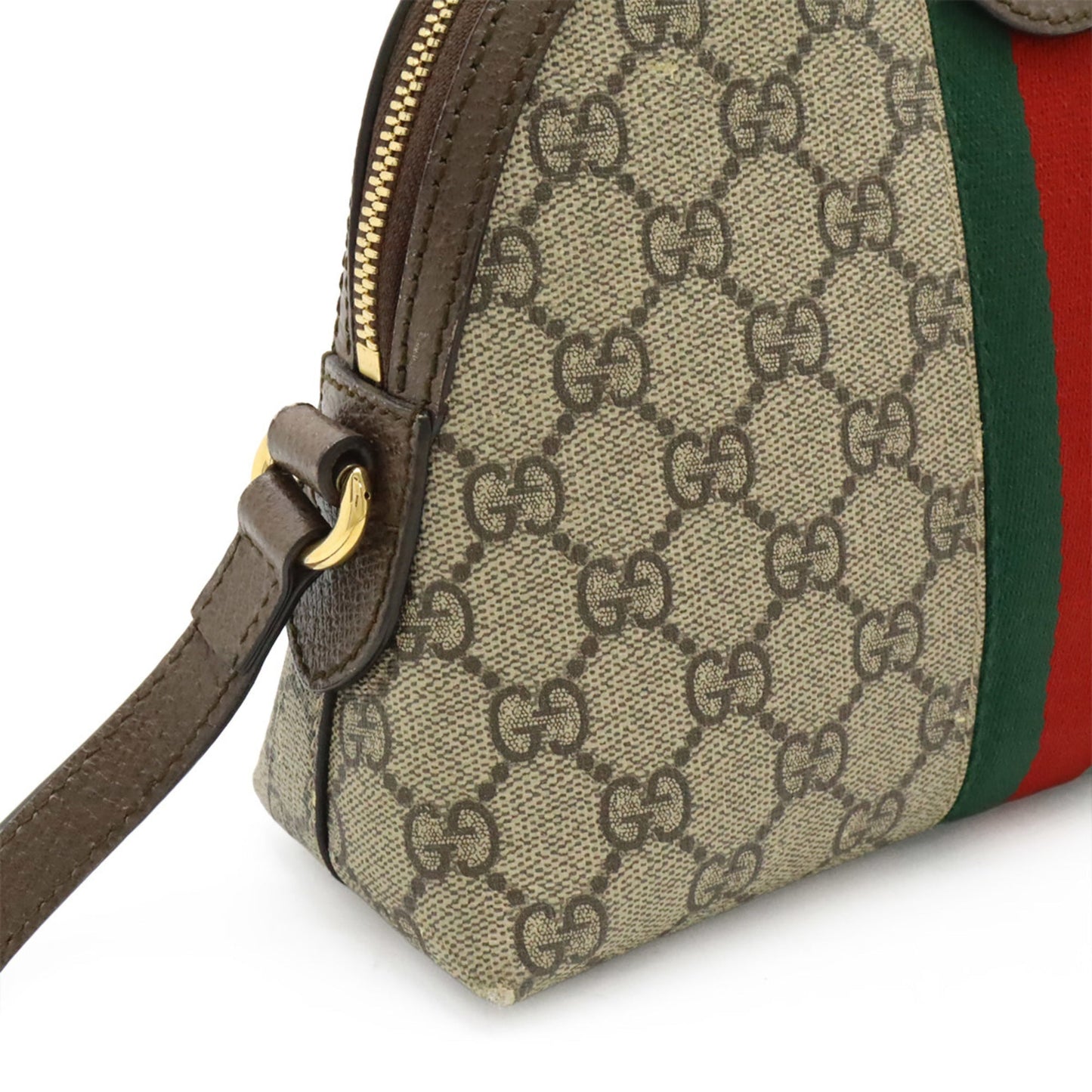 Gucci Beige Brown Green Red Color Gg Supreme Leather Pochette Shoulder Bag