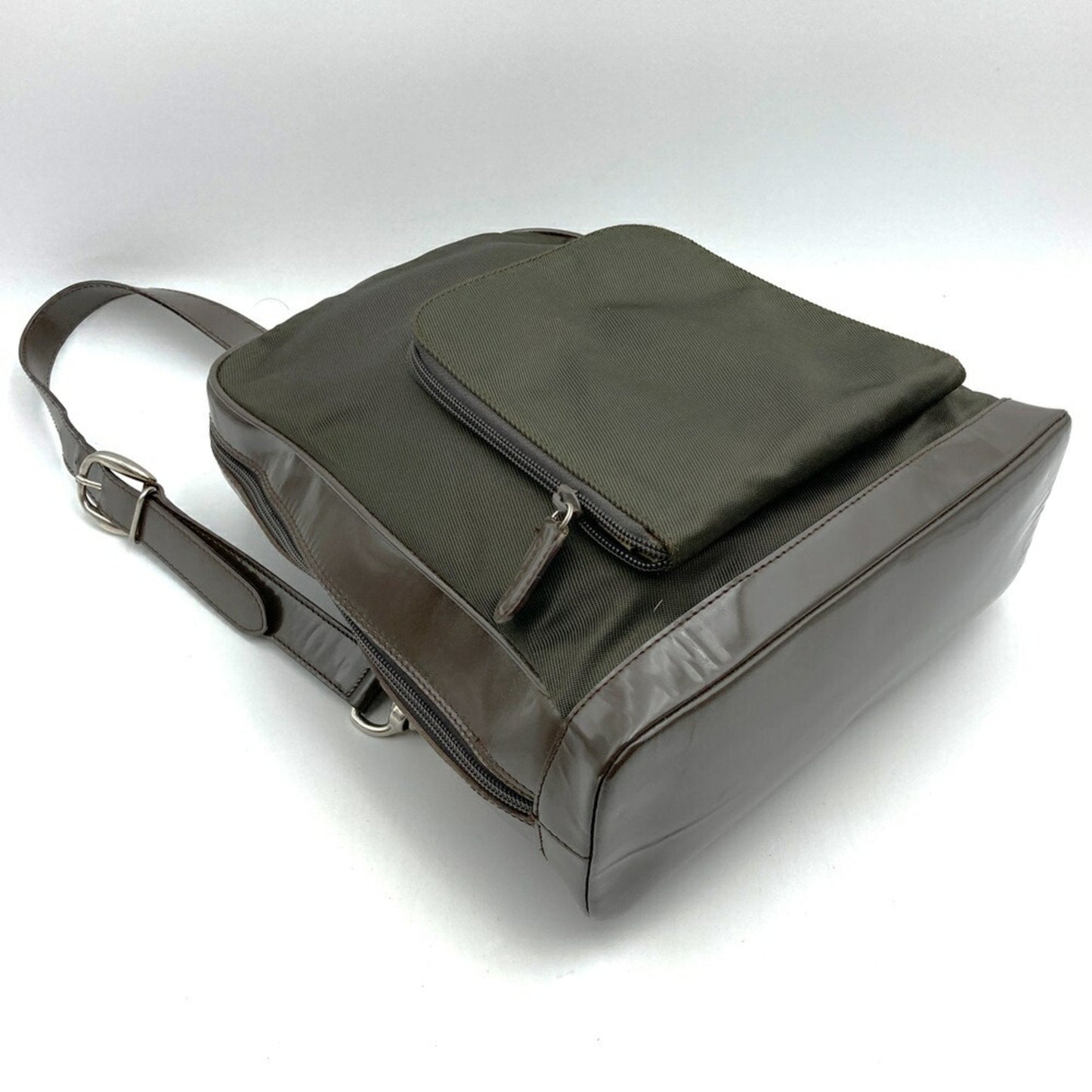 Gucci Brown Leather Nylon Sling Bag