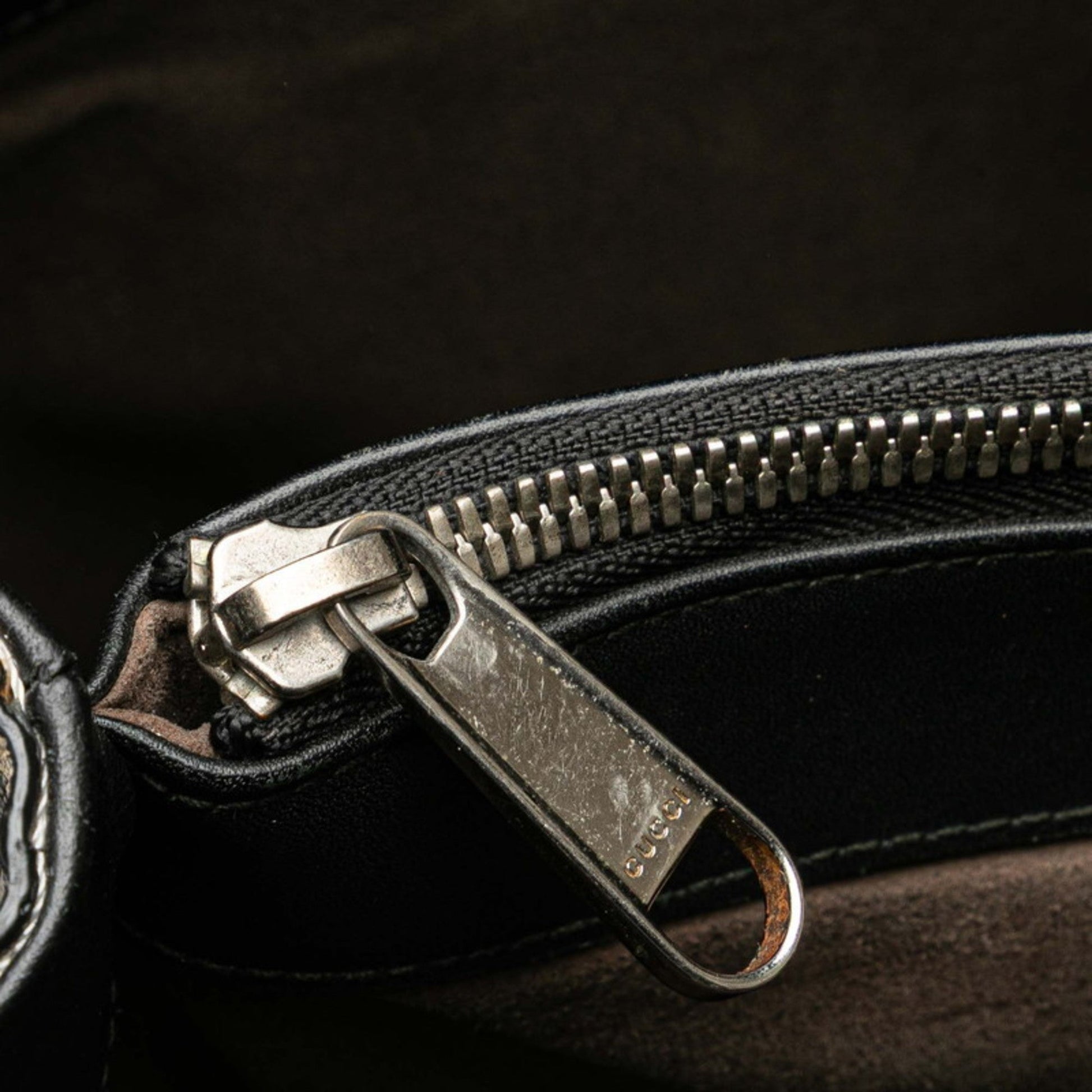 Gucci Beige Black Pvc Leather Shoulder Bag Tote Bag