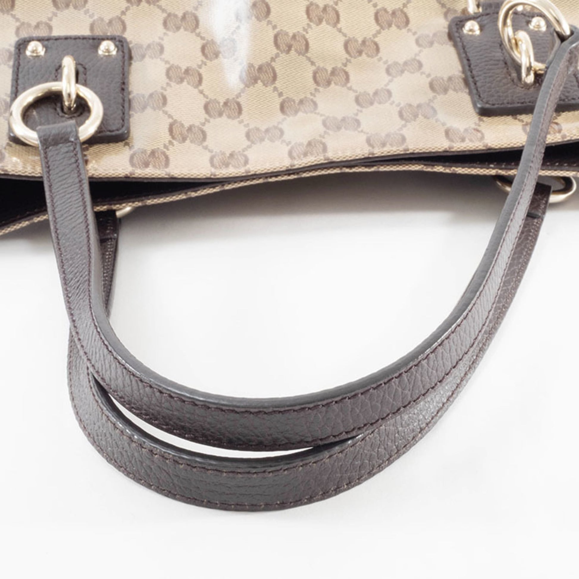Gucci Beige Brown Pvc Canvas Leather Tote Bag