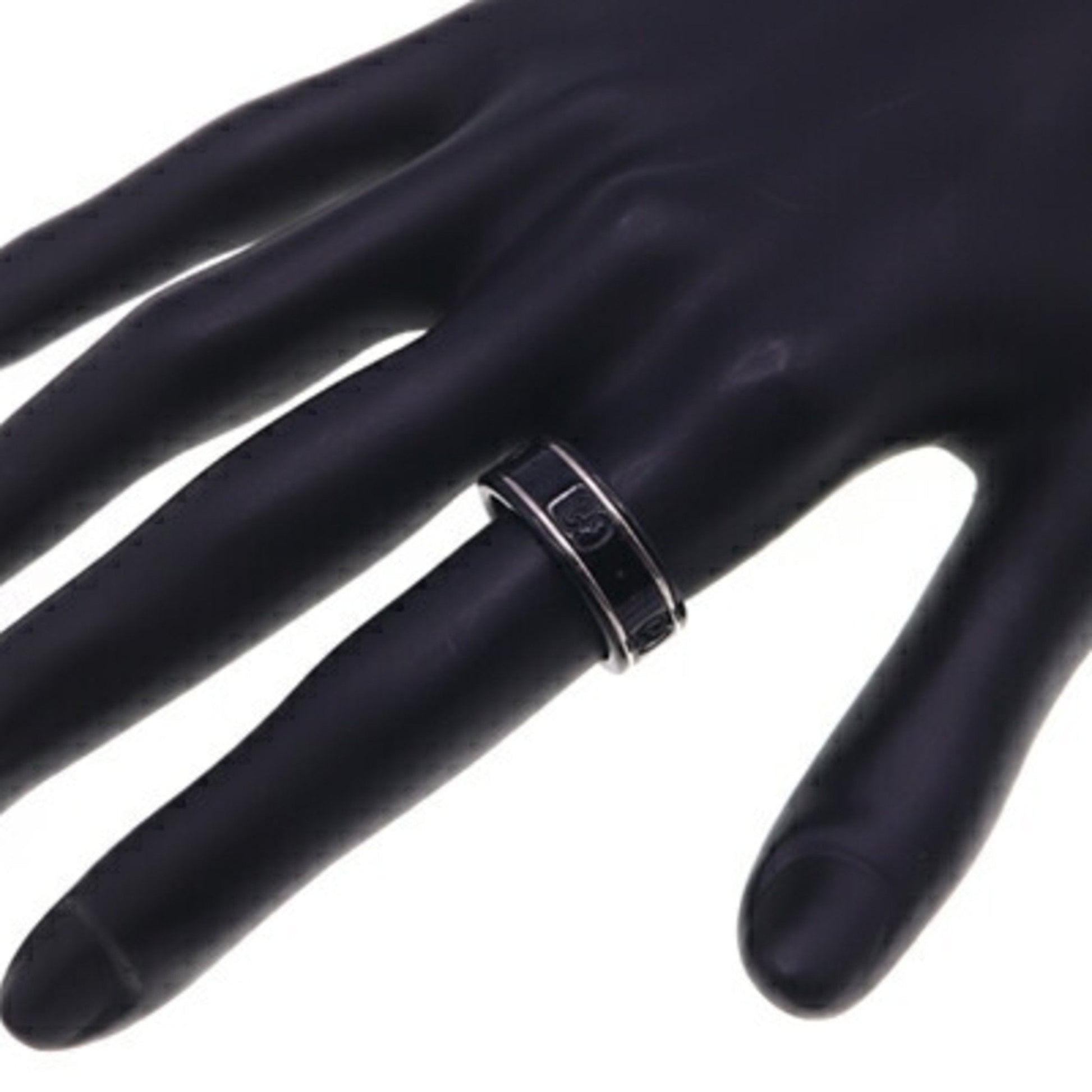 Gucci Silver Black White Gold (18K) Band Ring