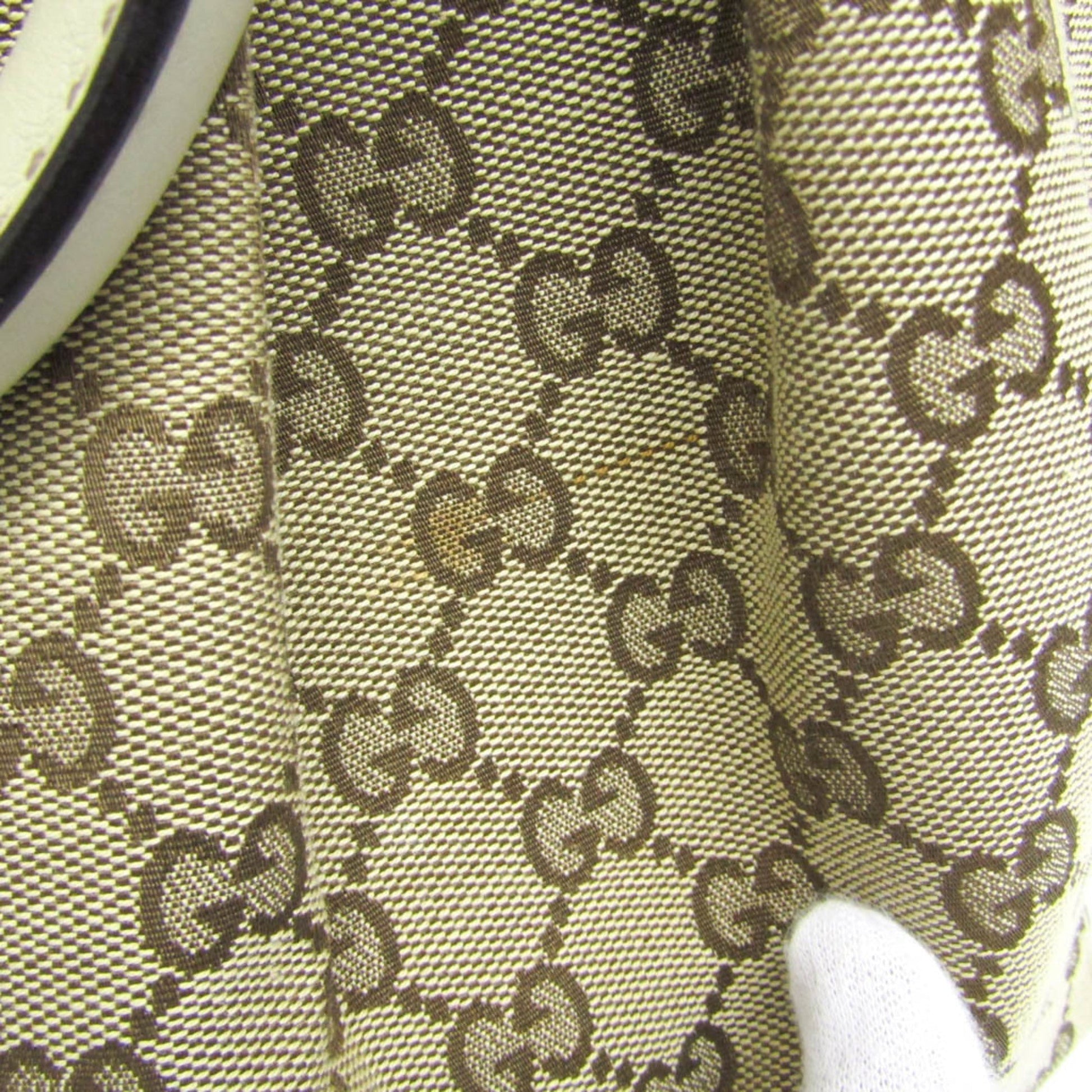 Gucci Beige Brown Cream Leather Canvas Handbag
