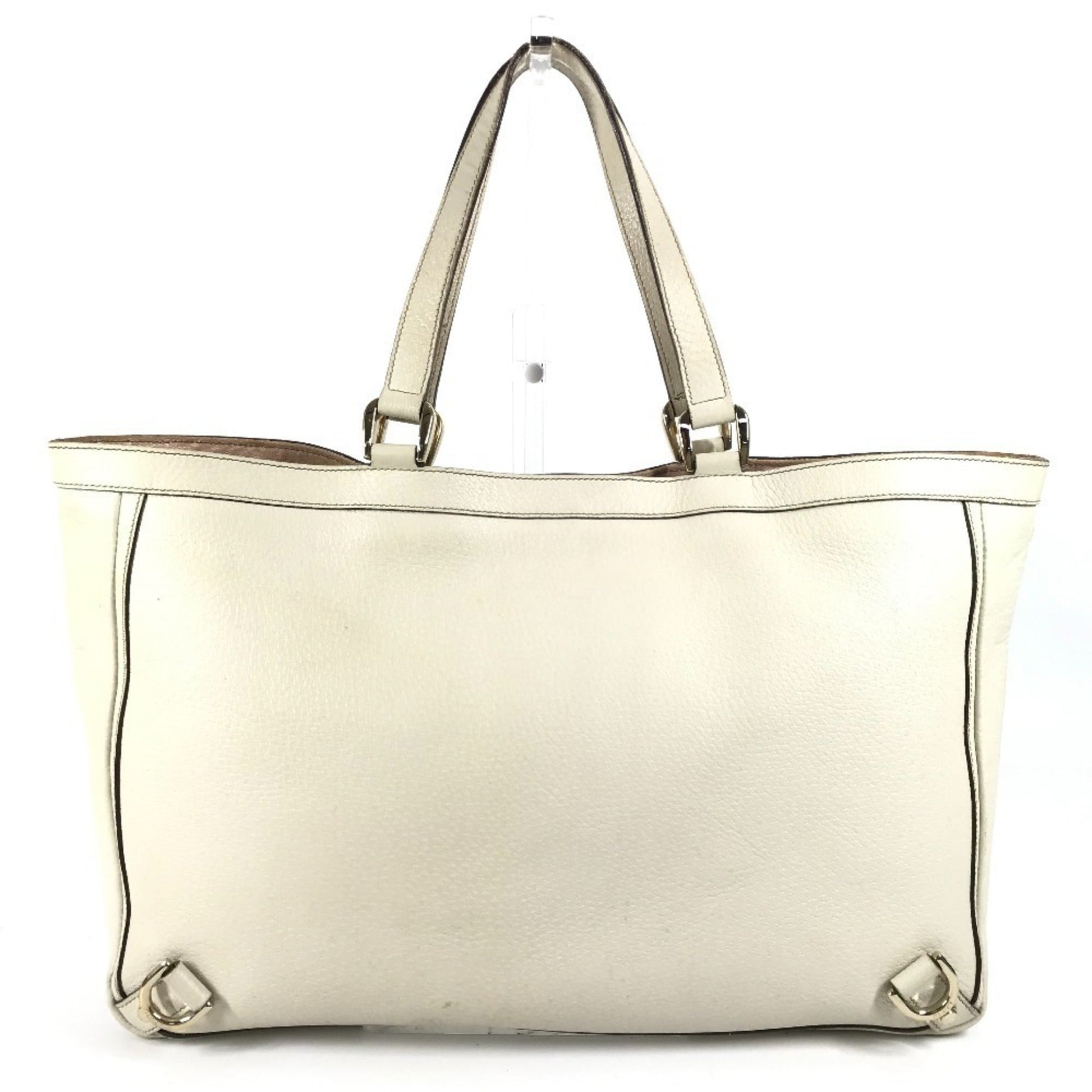 Gucci Pink White Leather Handbag Shoulder Bag Tote Bag