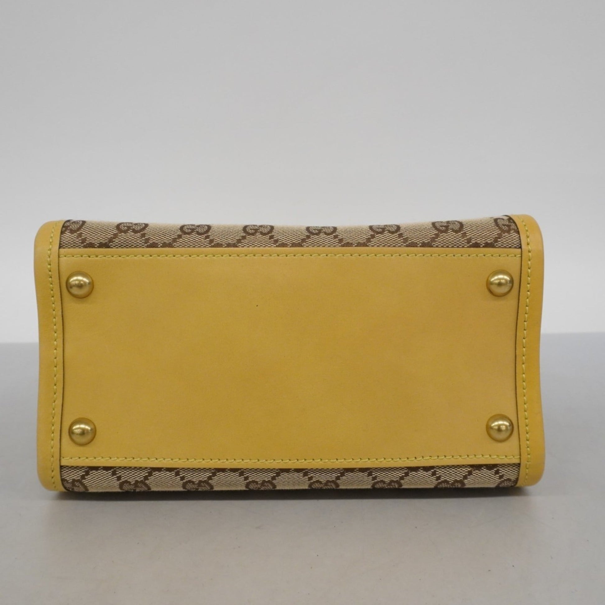 Gucci Beige Yellow Canvas Leather Shoulder Bag