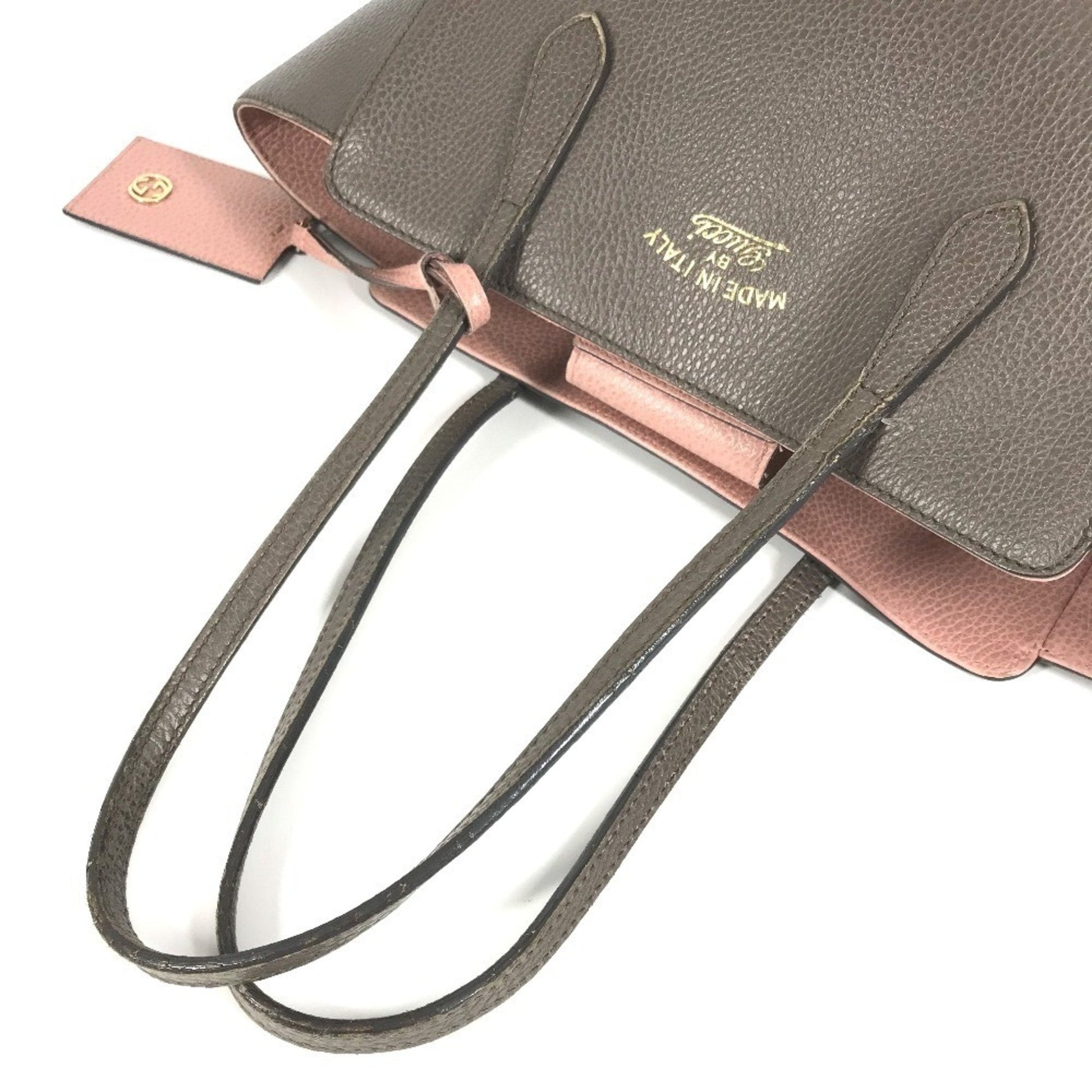 Gucci Gray Pink Leather Shoulder Bag Tote Bag