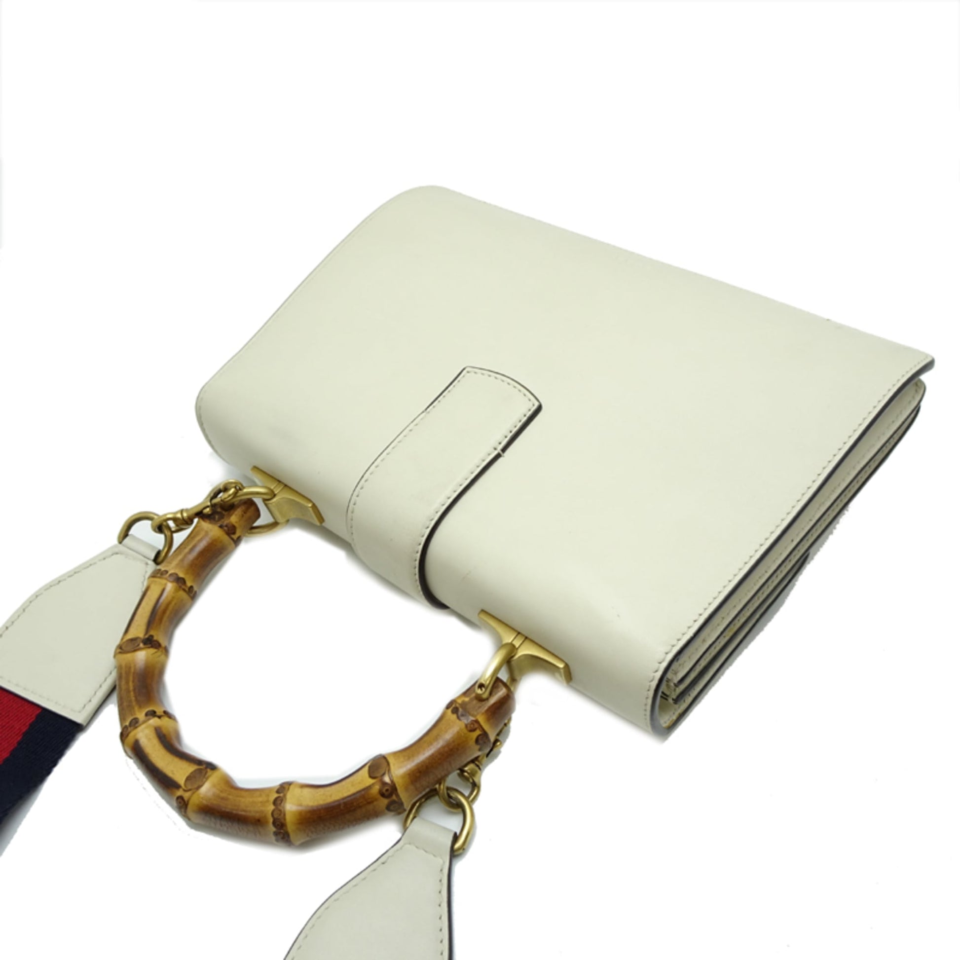 Gucci Black White Bamboo Leather Handbag