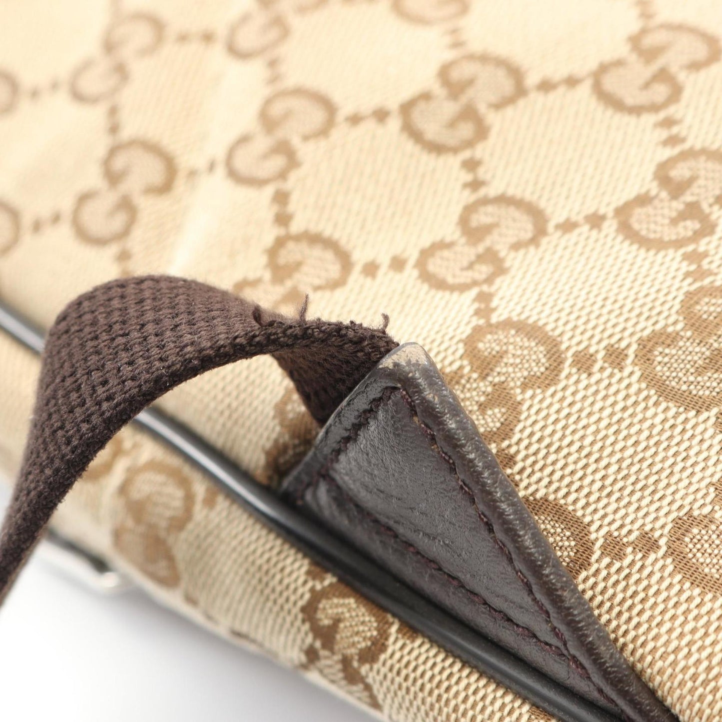 Gucci Beige Brown Canvas Leather Backpack