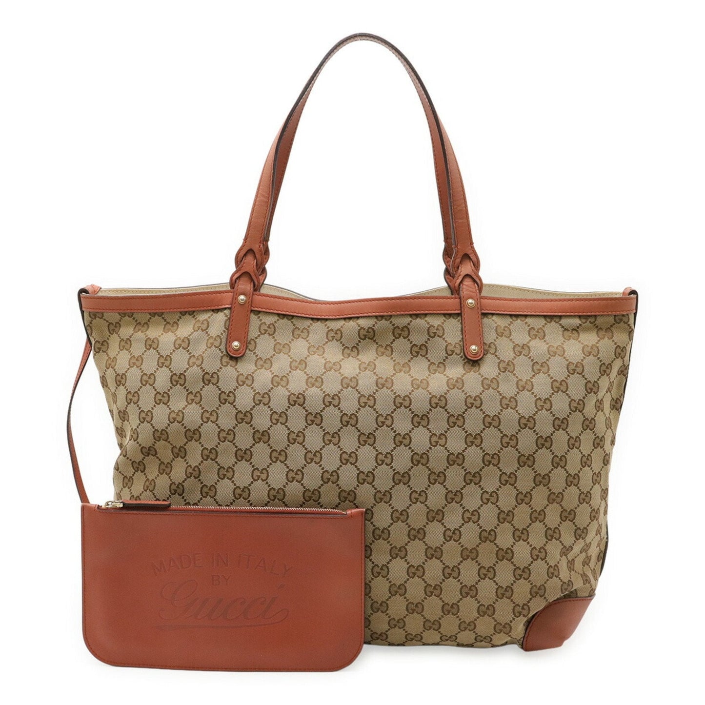 Gucci Beige Pink Canvas Leather Shoulder Bag Tote Bag