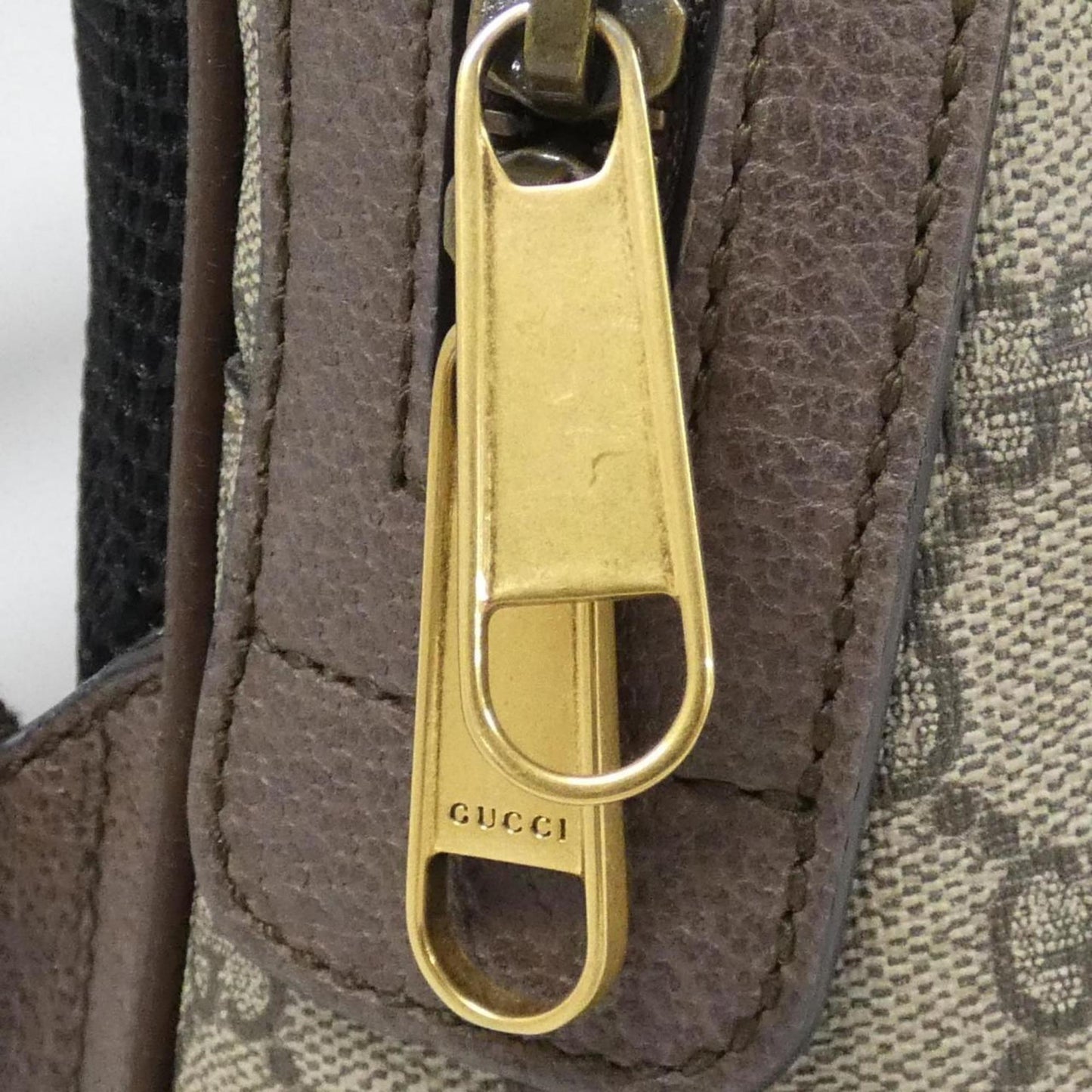 Gucci Beige Brown Gg Supreme Leather Backpack