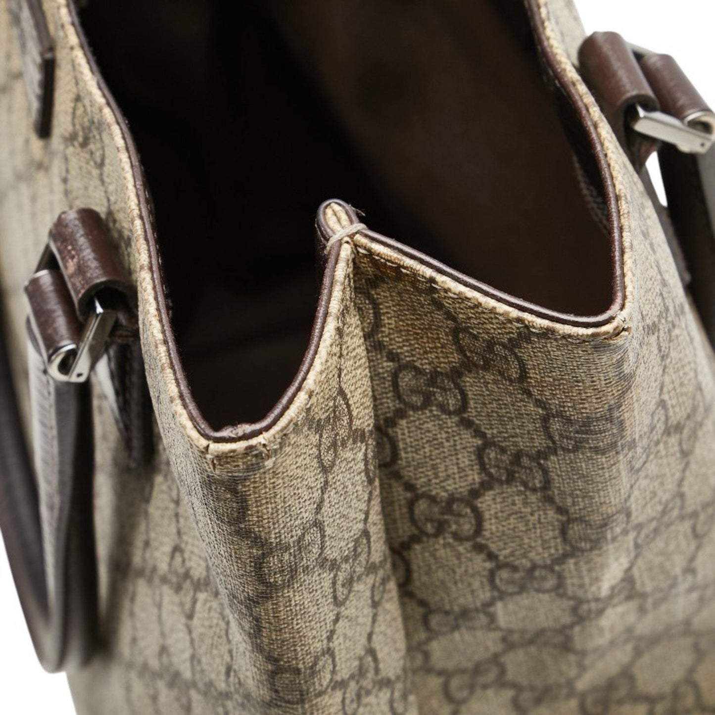 Gucci Beige Brown Pvc Leather Tote Bag
