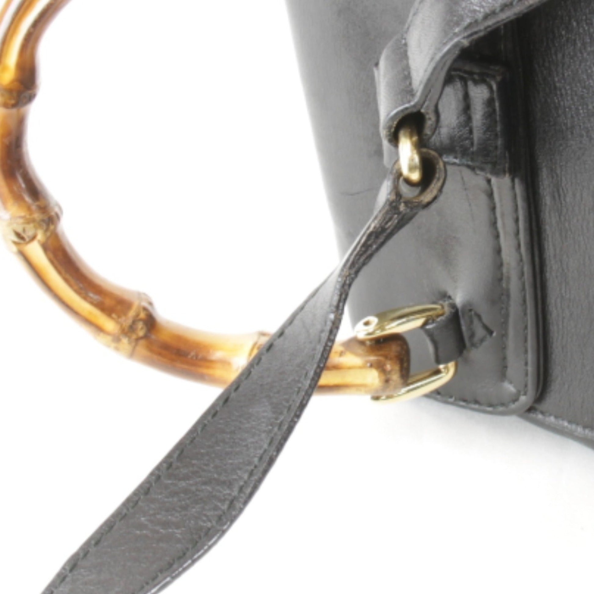 Gucci Black Bamboo Leather Backpack