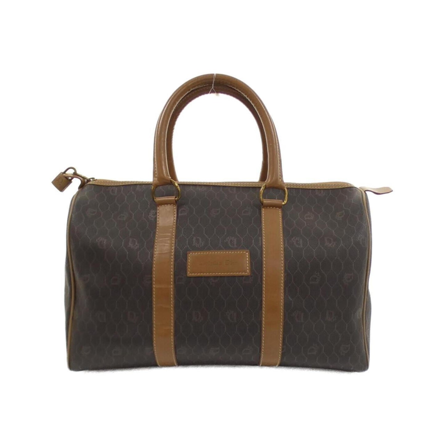 Dior Handbag Christian Coated Boston Bag Canvas Brown