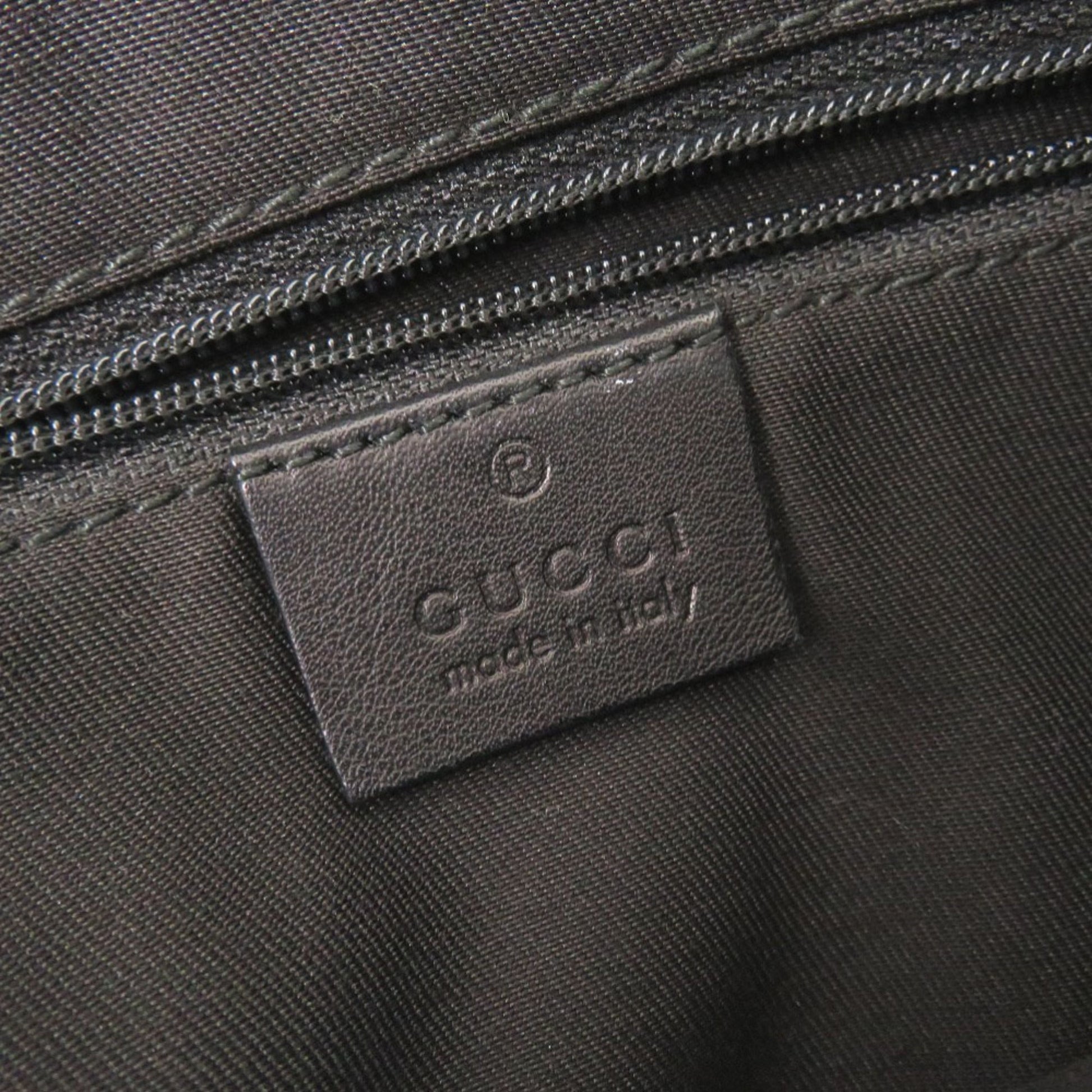 Gucci Black Gg Canvas Leather Shoulder Bag