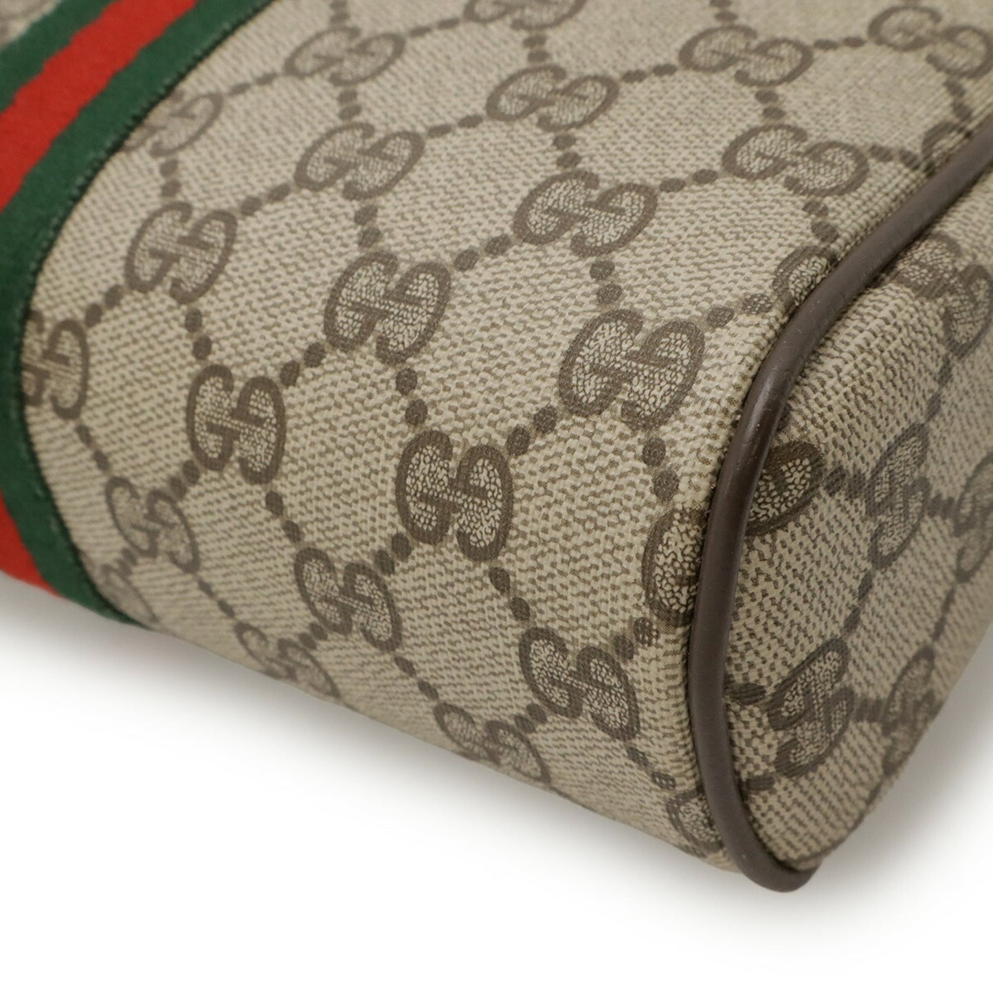 Gucci Beige Brown Green Red Color Coated Canvas Leather Clutch Bag