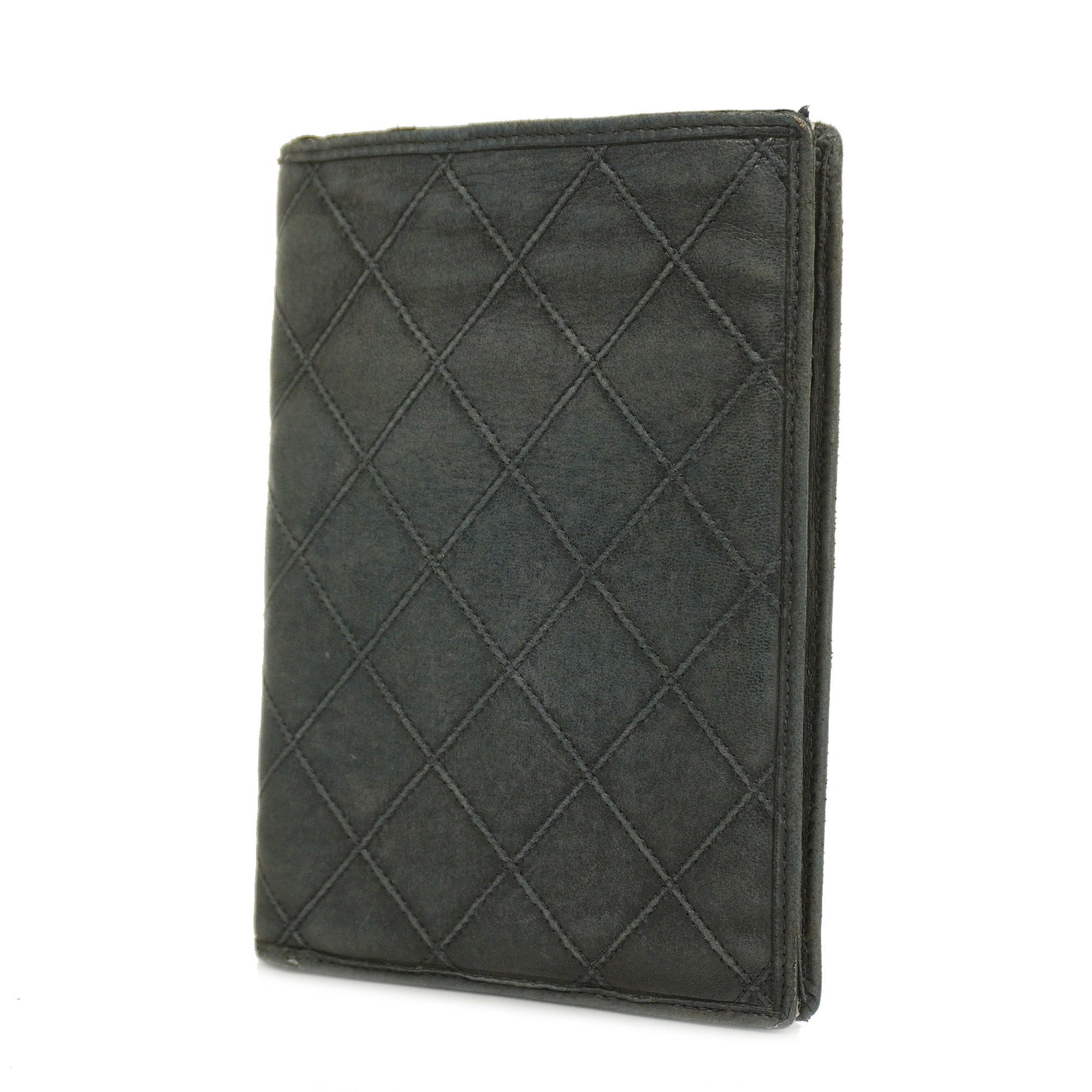 ChanelAuth  Bicolor Bi-fold Wallet Women's Lambskin Black