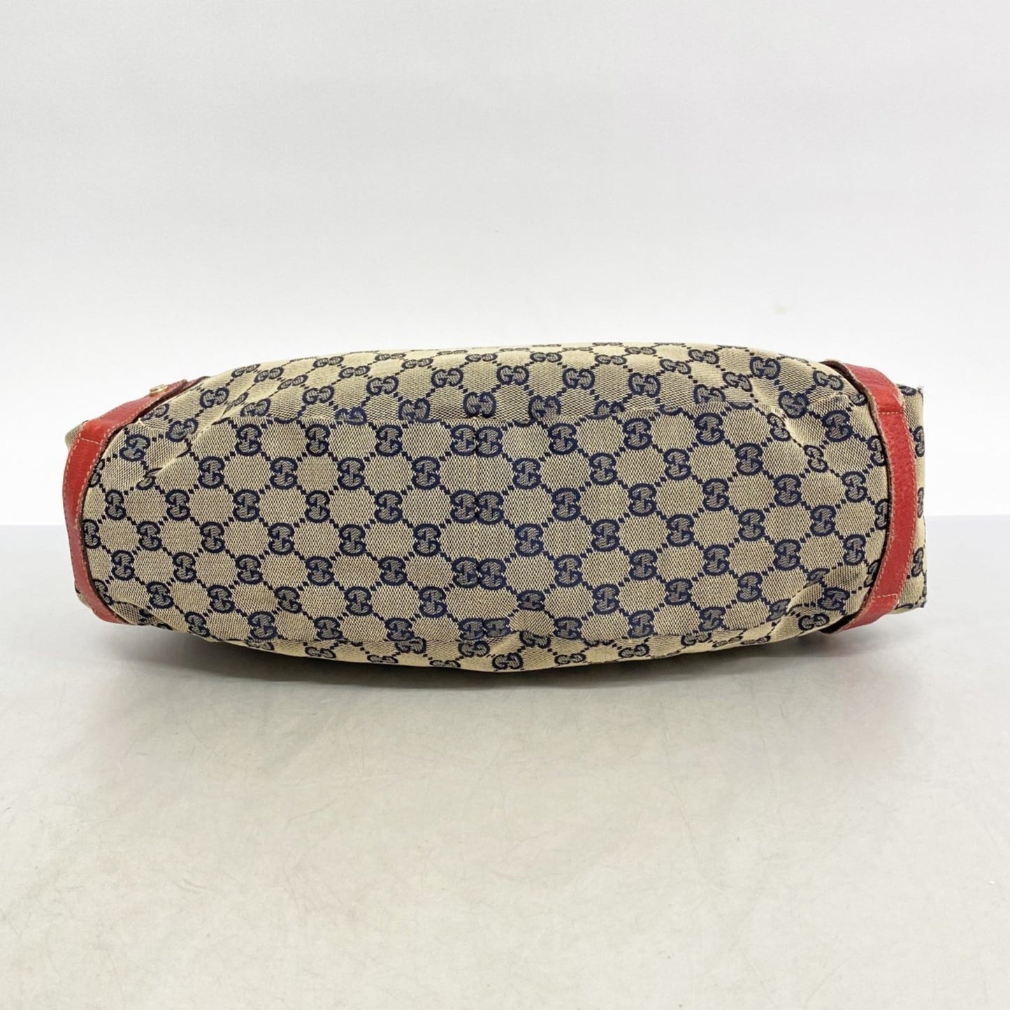 Gucci Beige Navy Red Color Canvas Tote Bag