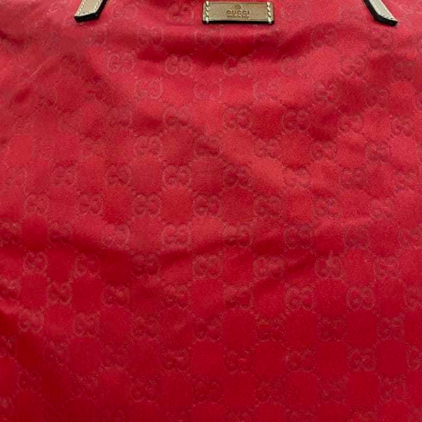 Gucci Red Color Nylon Leather Tote Bag