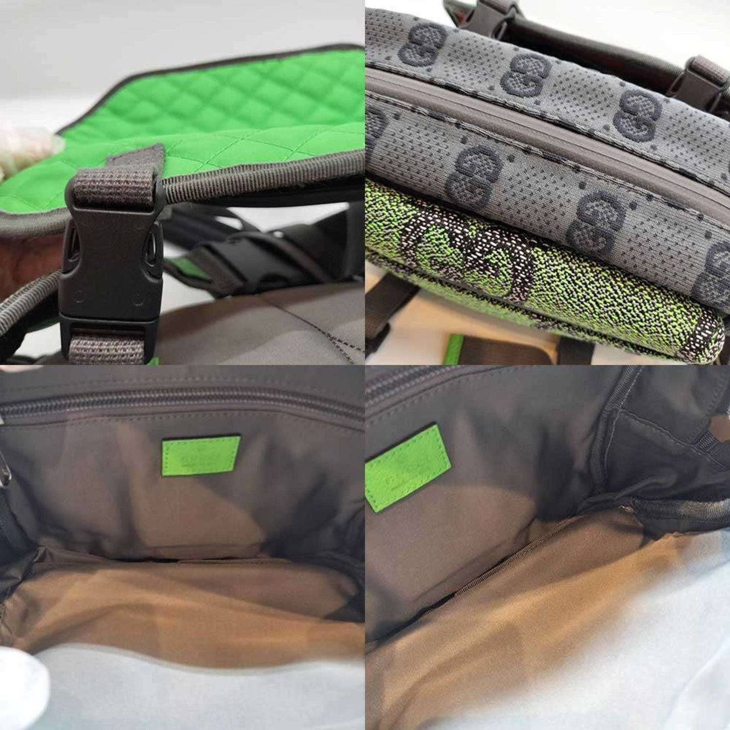 Gucci Gray Green Red Color Nylon Backpack Fanny Pack