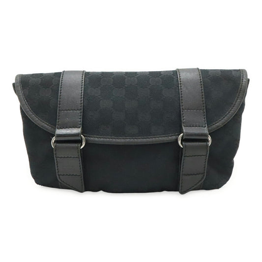 Gucci Black Gg Canvas Leather Pouch Sling Bag