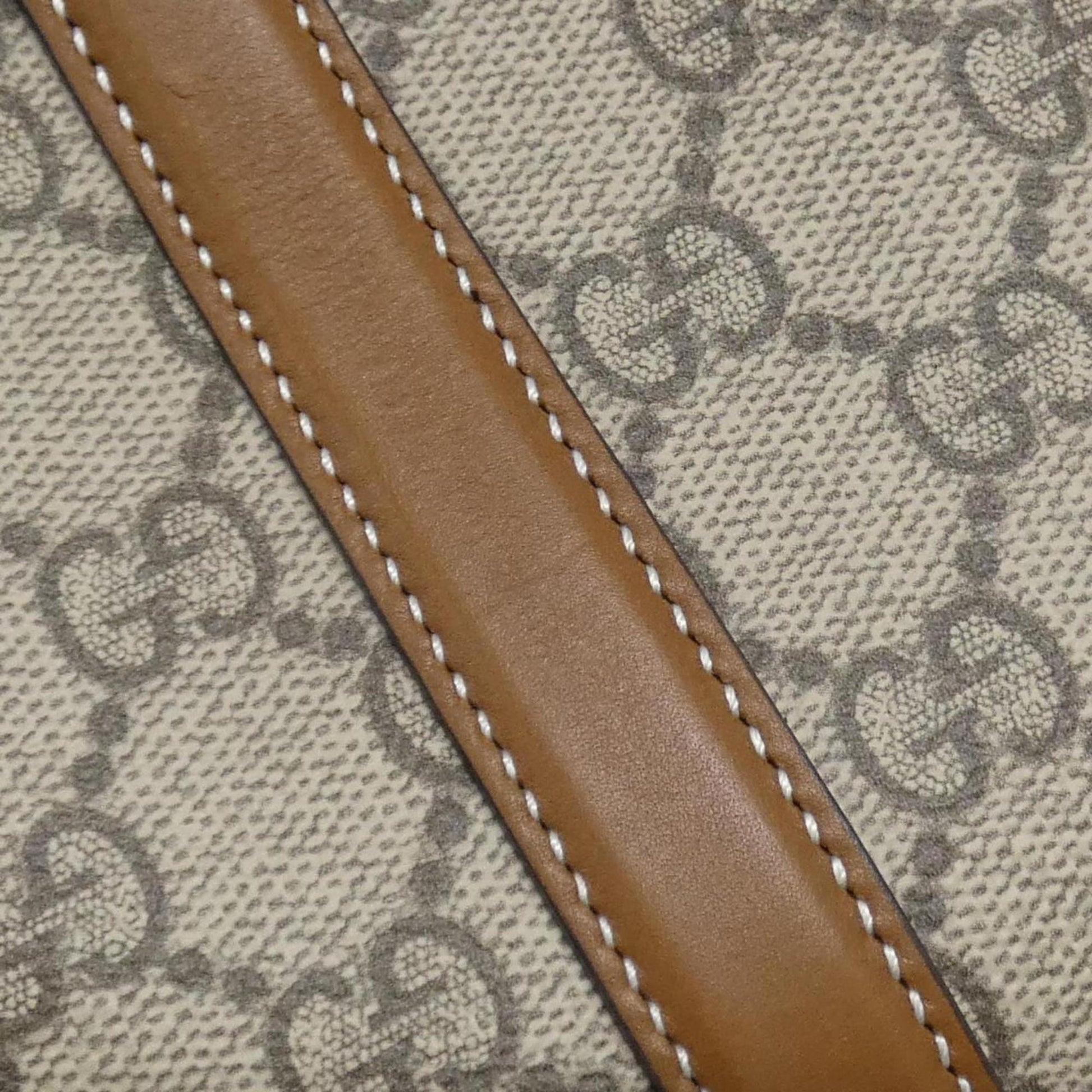 Gucci Beige Dark Brown Fabric Leather Handbag