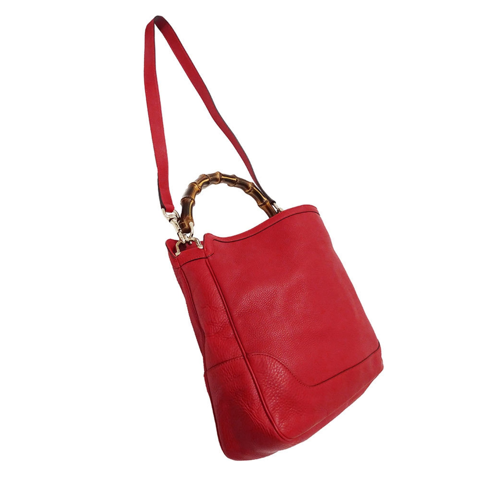 Gucci Red Color Leather Handbag Shoulder Bag