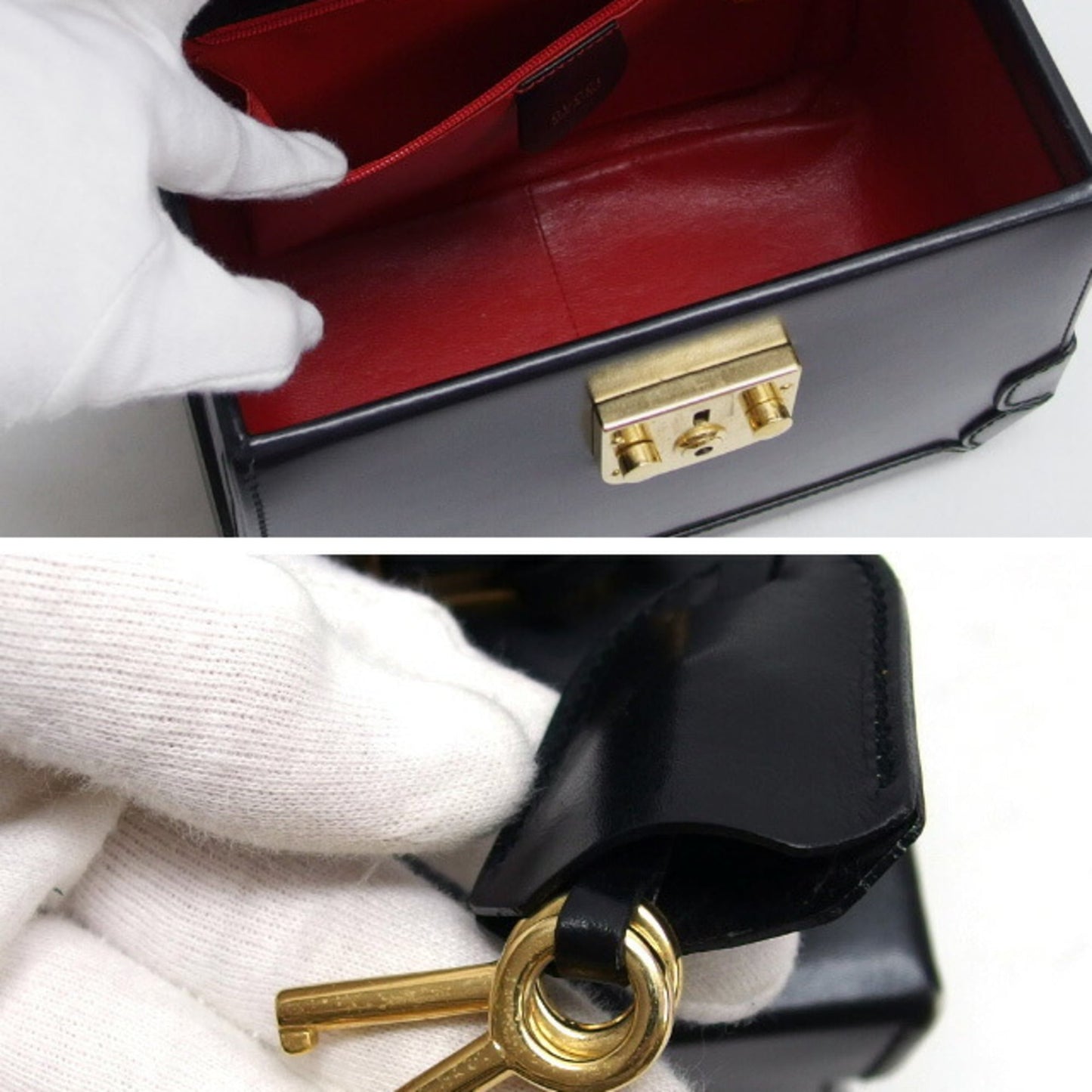 Gucci Black Leather Handbag Vanity Bag