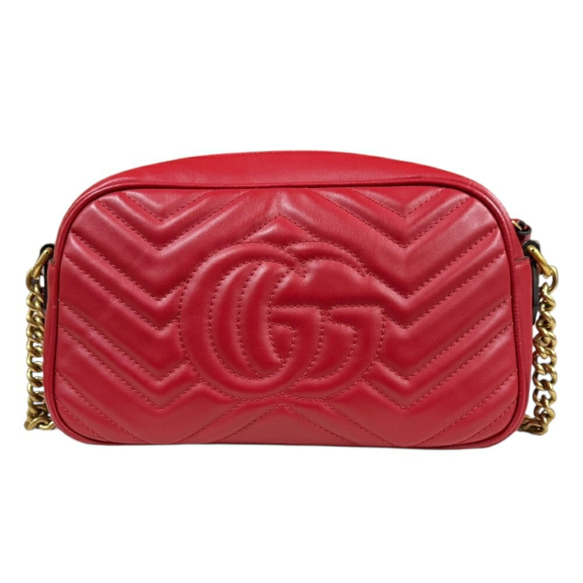 Gucci Gg Marmont Red Color Leather Shoulder Bag