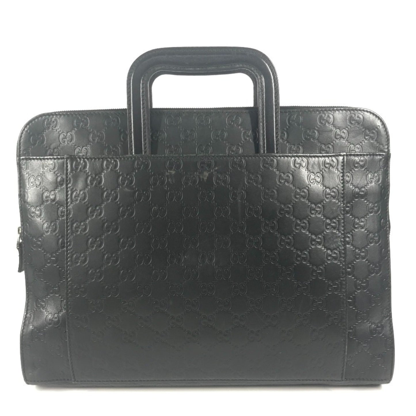 Gucci Black Gg Leather Briefcase Handbag Tote Bag