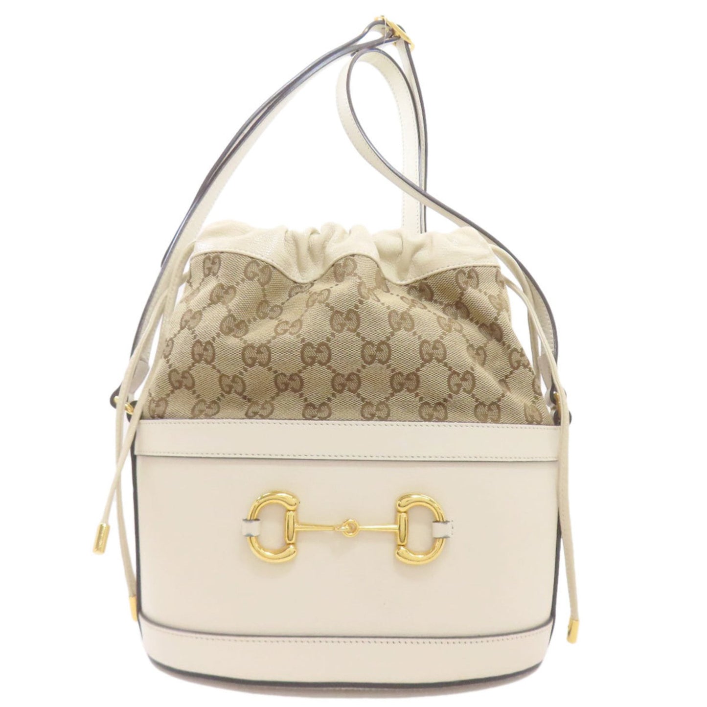 Gucci Horsebit Brown White Gg Canvas Shoulder Bag