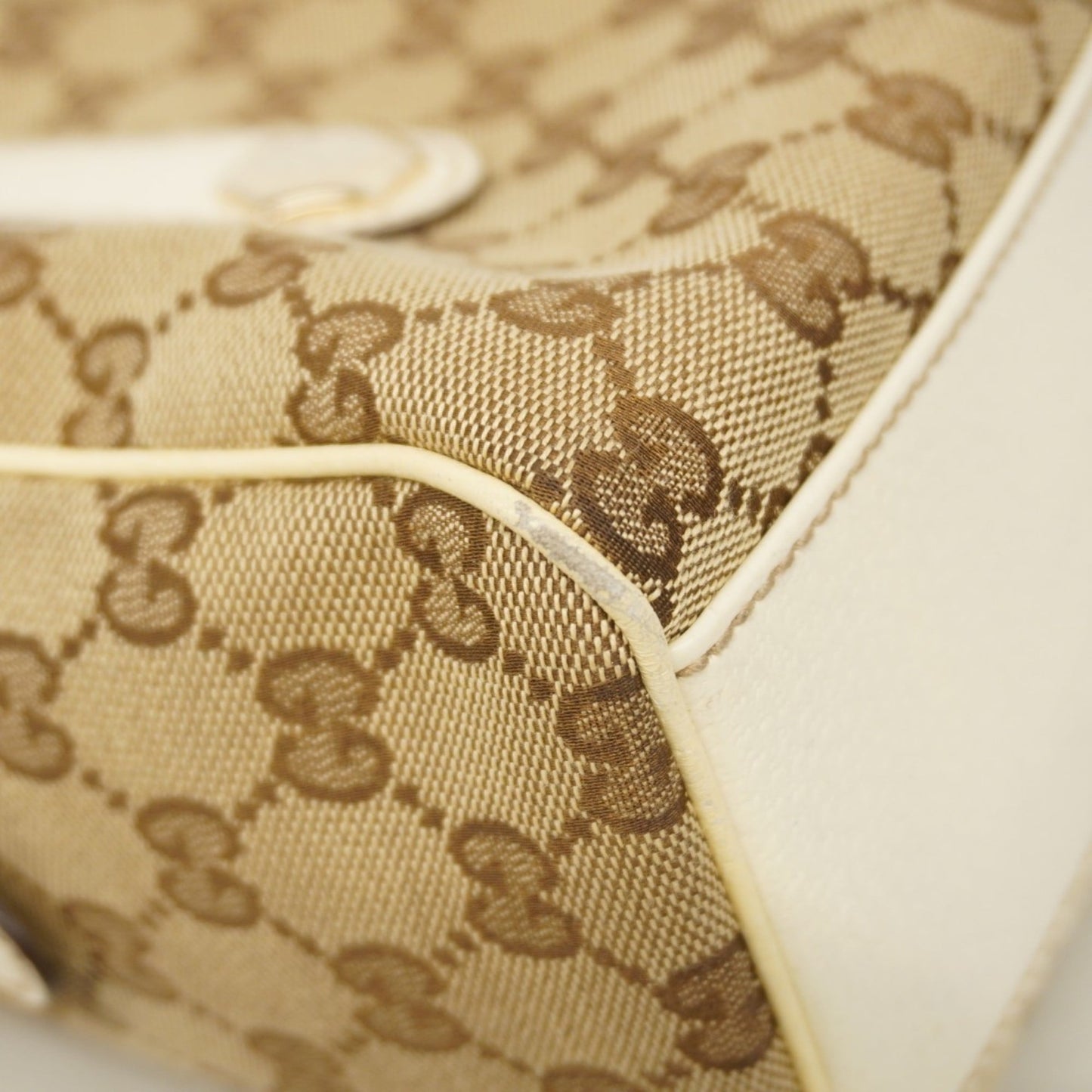 Gucci Beige Brown Canvas Handbag