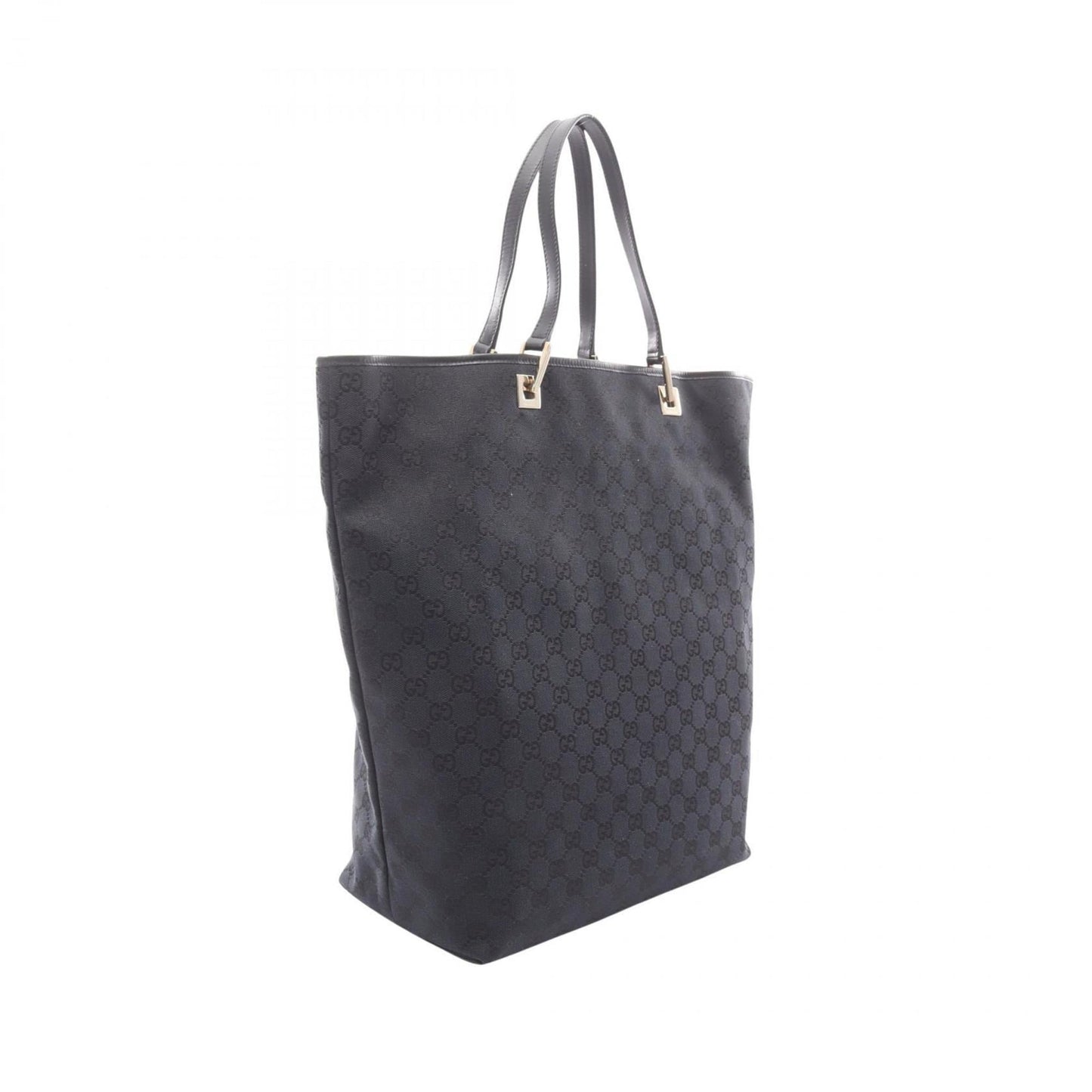 Gucci Black Navy Gg Canvas Leather Tote Bag