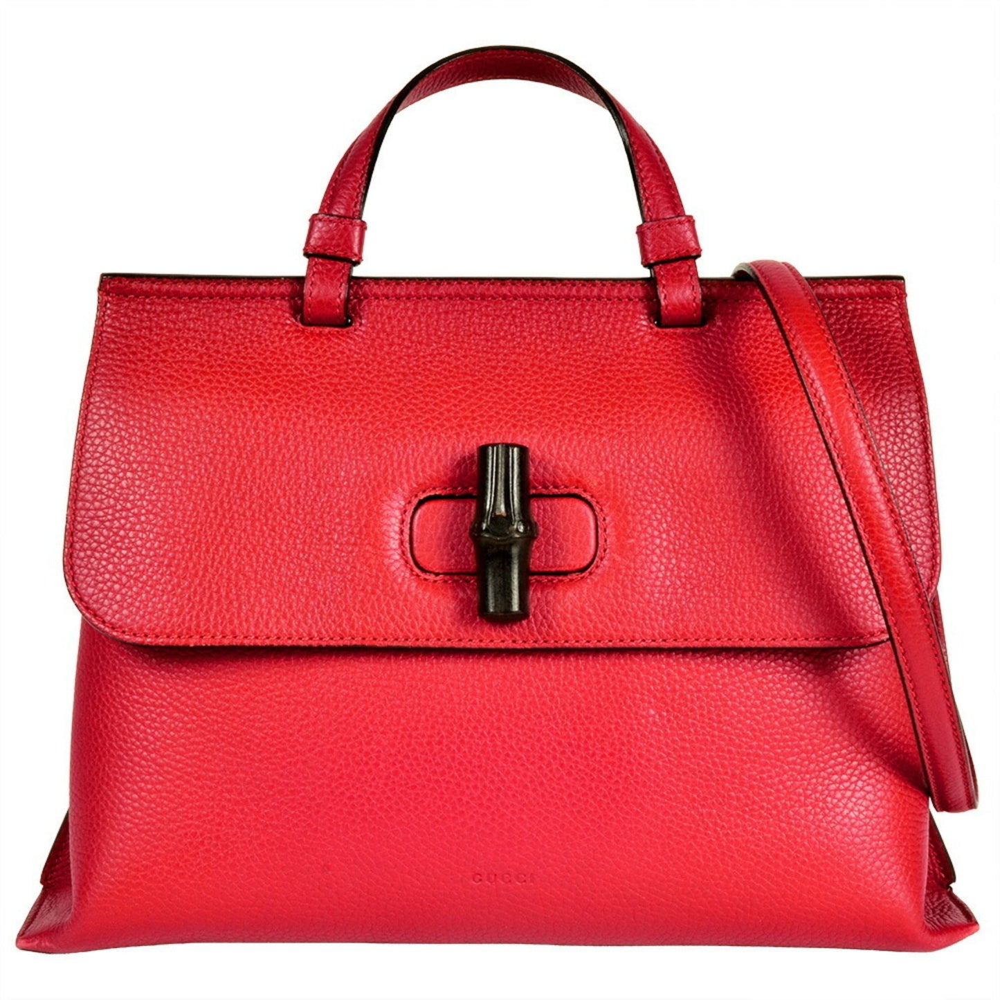 Gucci Daily Red Color Leather Bamboo Handbag