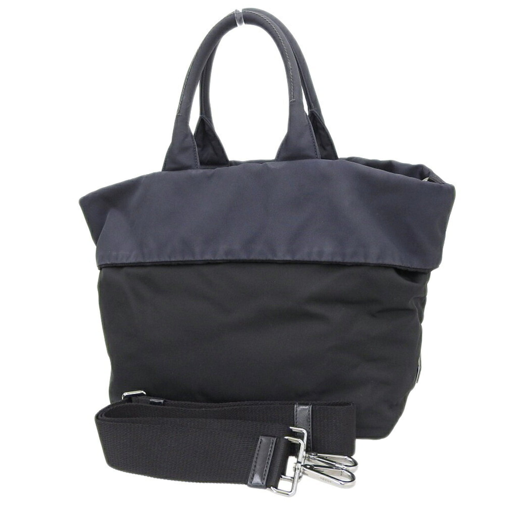 Prada Reversible 2Way Bag Nylon Black Navy Travel Bag