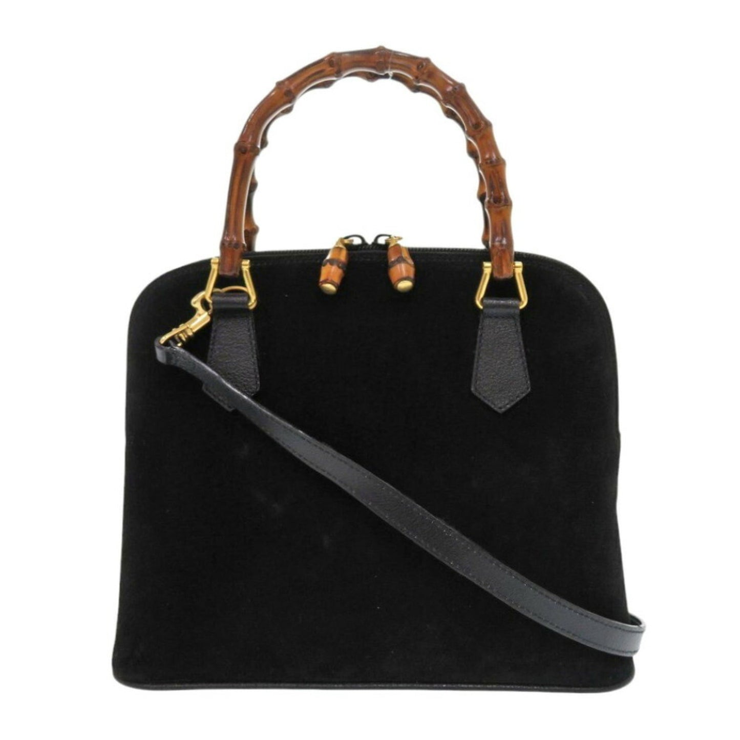 Gucci Black Bamboo Suede Handbag