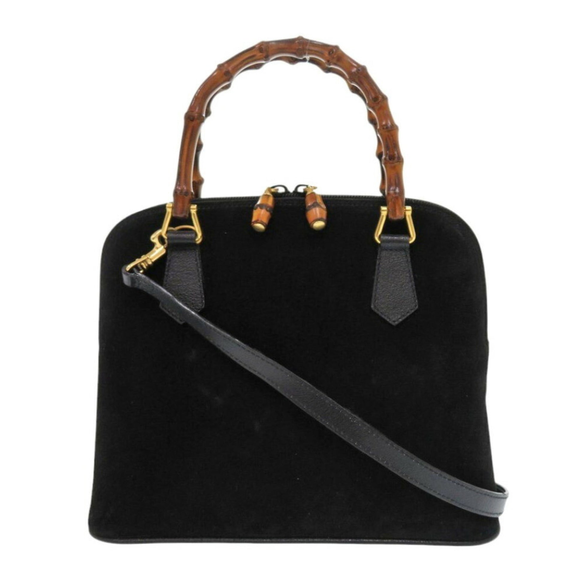 Gucci Black Bamboo Suede Handbag