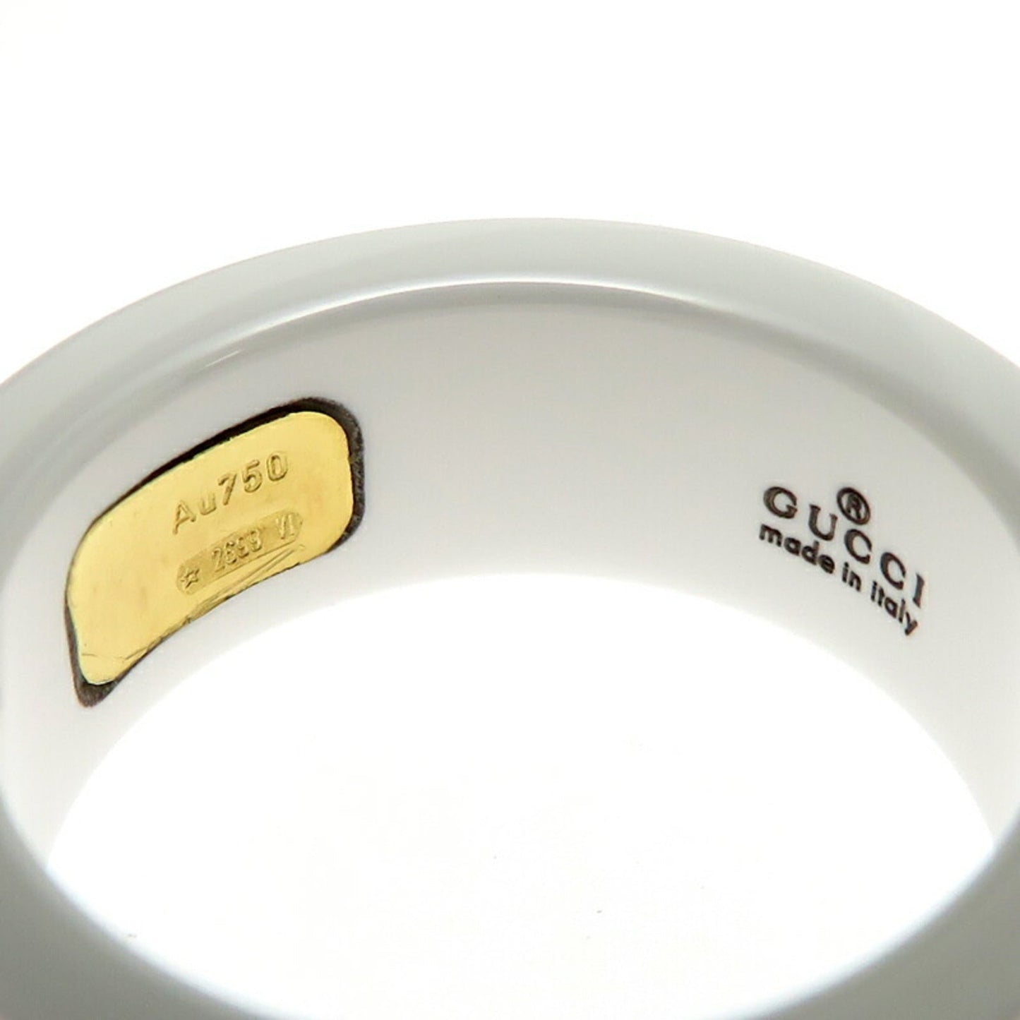 Gucci White Yellow Gold Yellow Gold (18K) Ceramic Band Ring