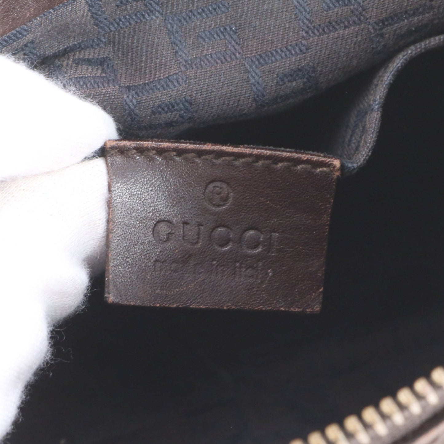 Gucci Beige Leather Canvas Handbag