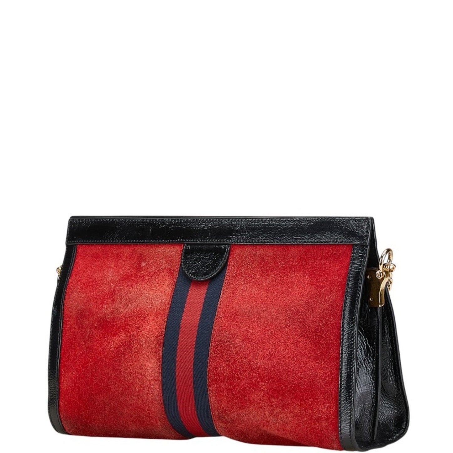 Gucci Black Navy Red Color Leather Suede Shoulder Bag