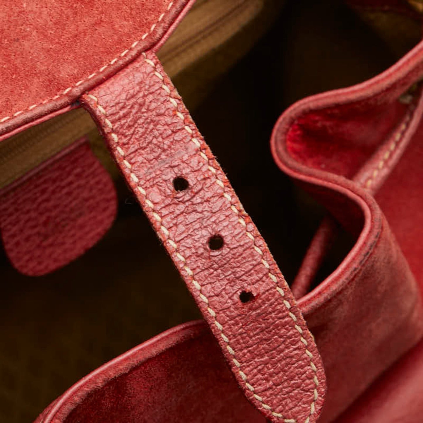 Gucci Red Brown Bamboo Leather Backpack