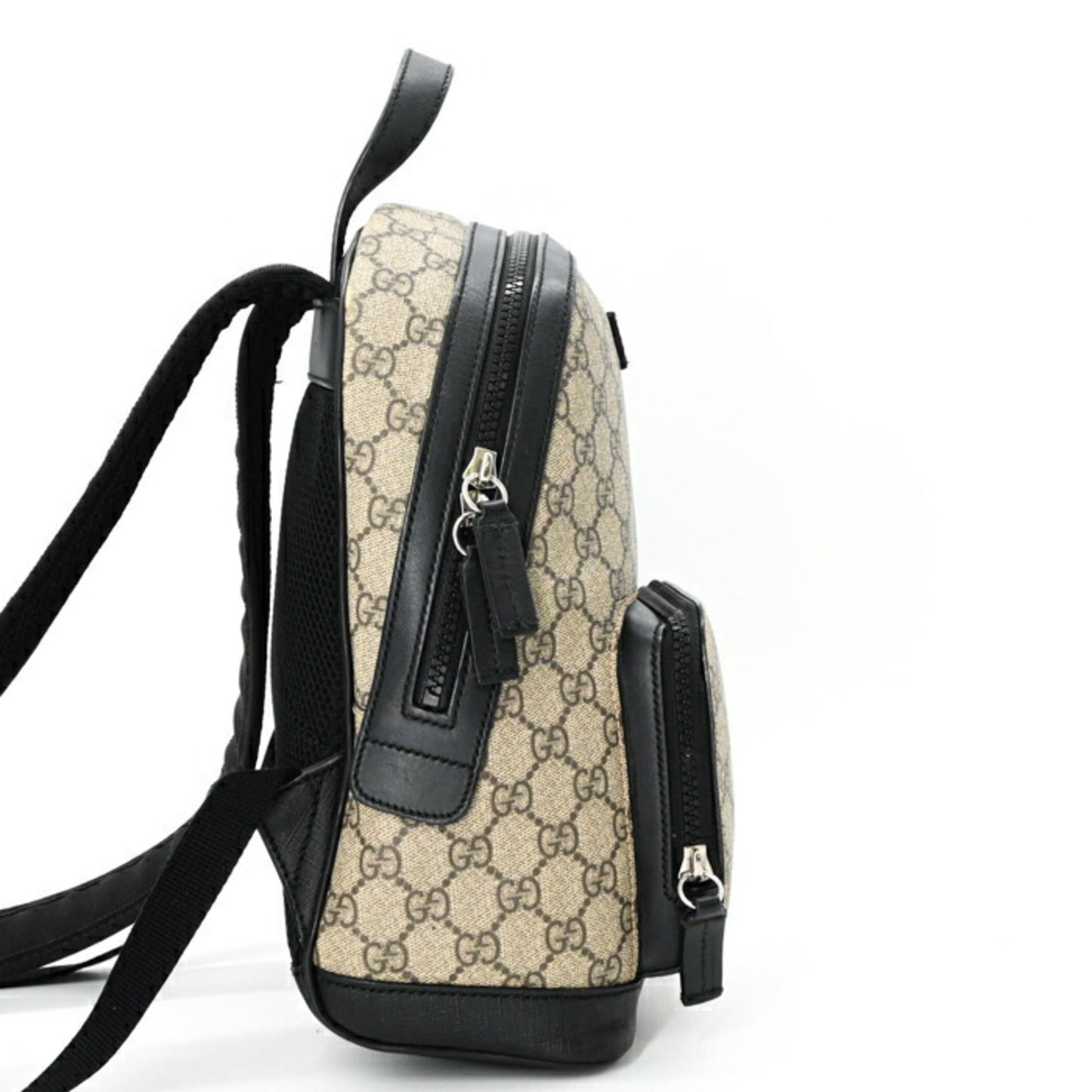 Gucci Beige Black Gg Supreme Leather Backpack